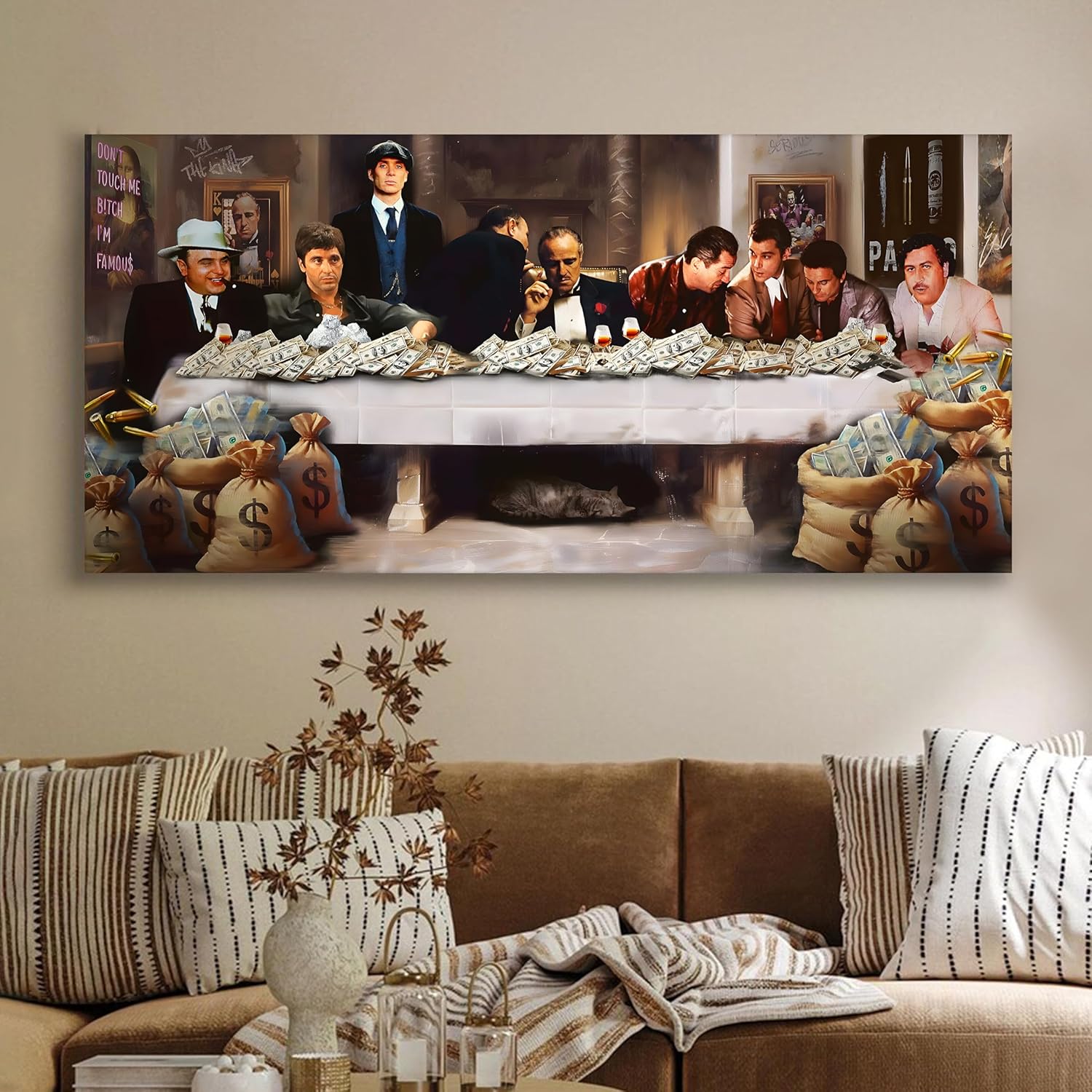 Luxury Mafia Money Graffiti Canvas Wall Painting Decor 22x46 Inch - Art Street