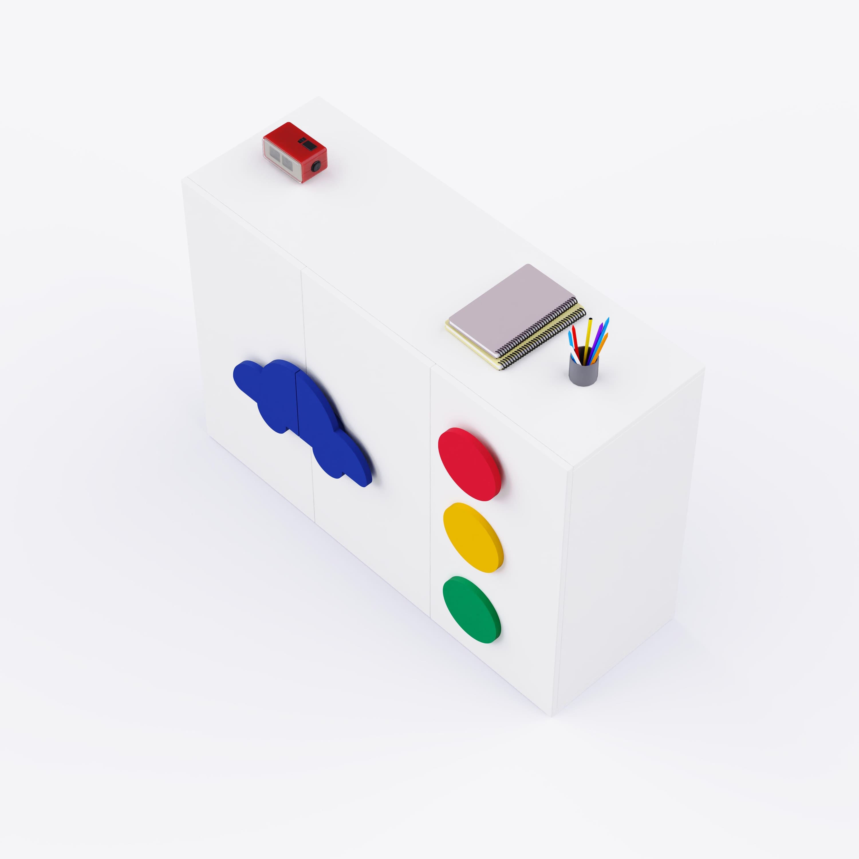 Traffic Lights Cabinet Storage In White Colour