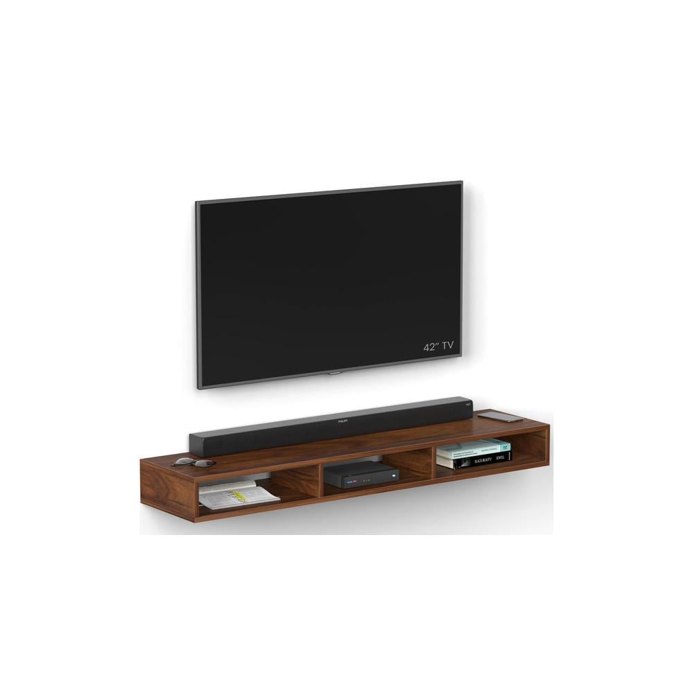 Primax Solo Engineering Wood Wall Mount TV Entertainment Unit Set Top Box Stand/TV Cabinet with Shelves for Books & Décor Display Unit, Ideal for 50 Inches (Brown Maple/DIY)