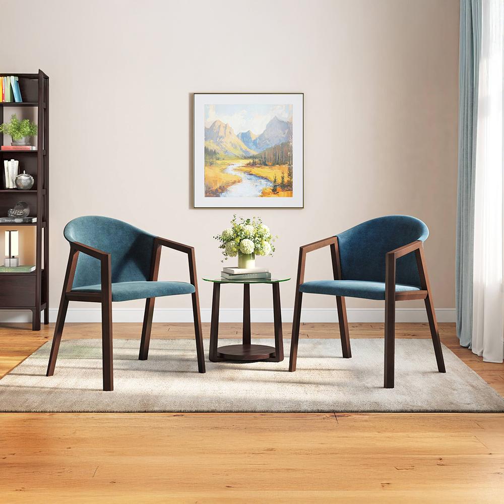 Dorothy Fabric Accent Chair In Blue Colour
