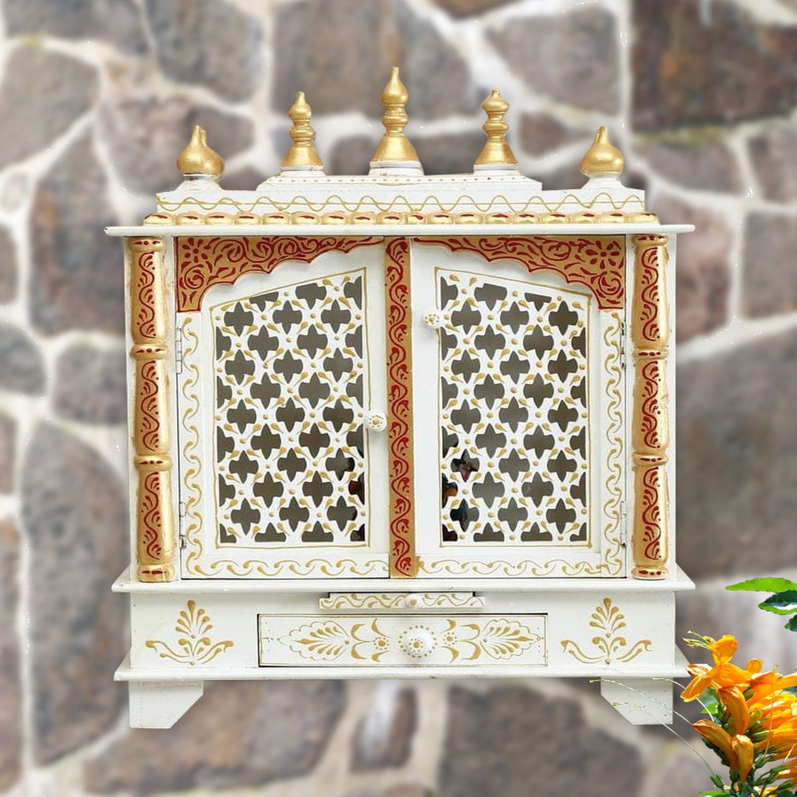 D'Dass Sheesham and Mdf Wooden Home Temple For Pooja Mandir For Home - D'DASS