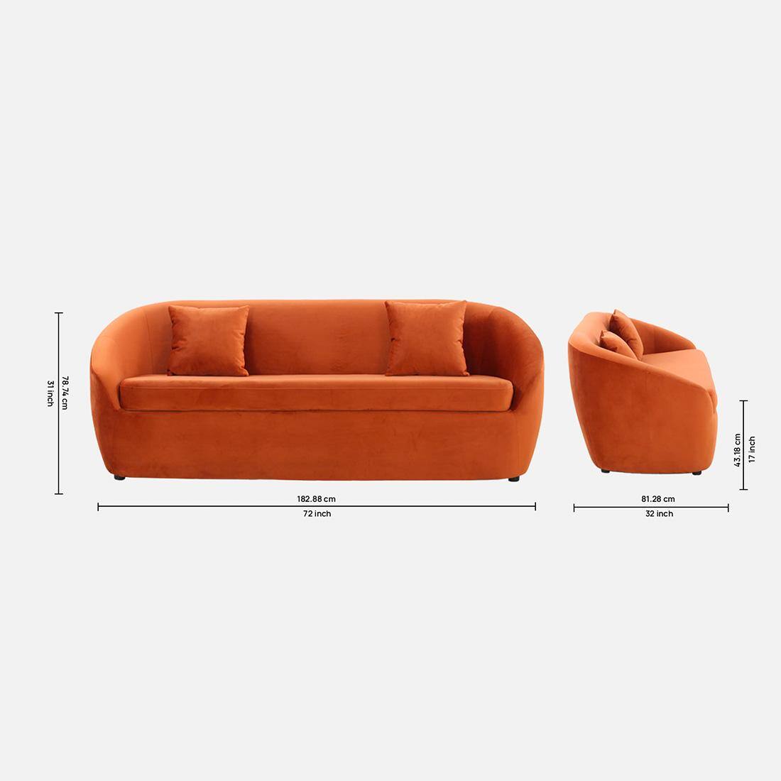 Davis Fabric Sofa (Orange)