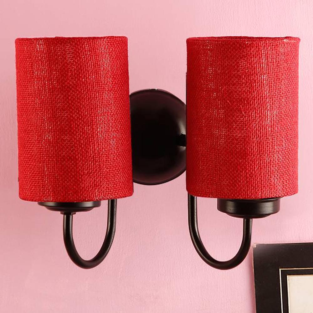 Tammey Maroon Natural Fiber Wall Light