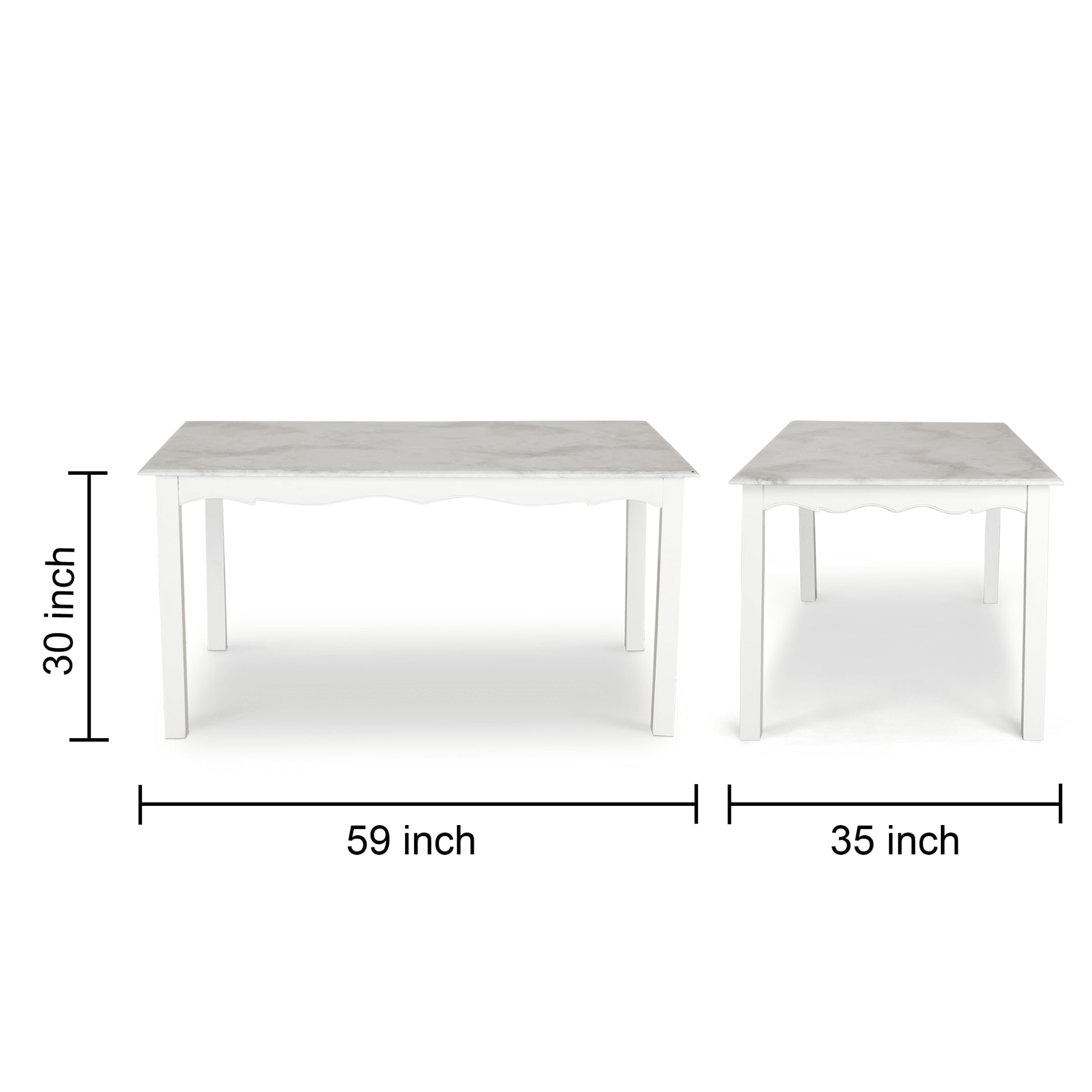 Globally Indian Compact Wooden Dining Table Set For 6 – White Painted Finish With Cushioned Seating