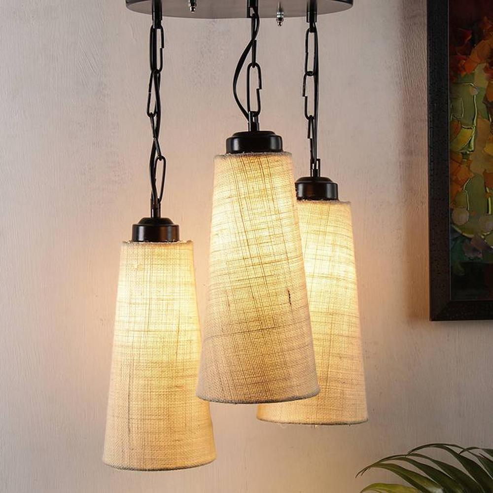 Ahmed White Natural Fiber Cluster Hanging Light