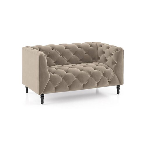 Henrietta 2 Seater Fabric Sofa (Cloudy Beige Velvet)