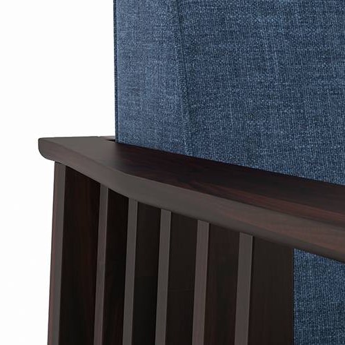 Serra Wooden Sofa - Mahogany Finish (Midnight Blue)