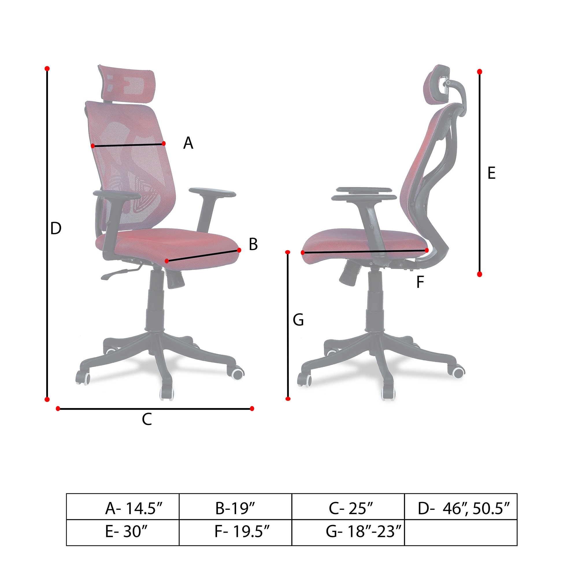 Zeeazyana High Back Ergonomic Chair in Red Colour