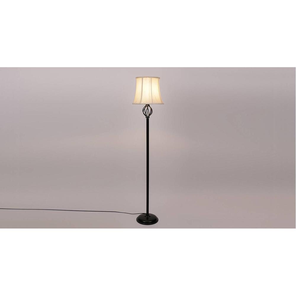 Grace Black Cotton Shade Floor Lamp