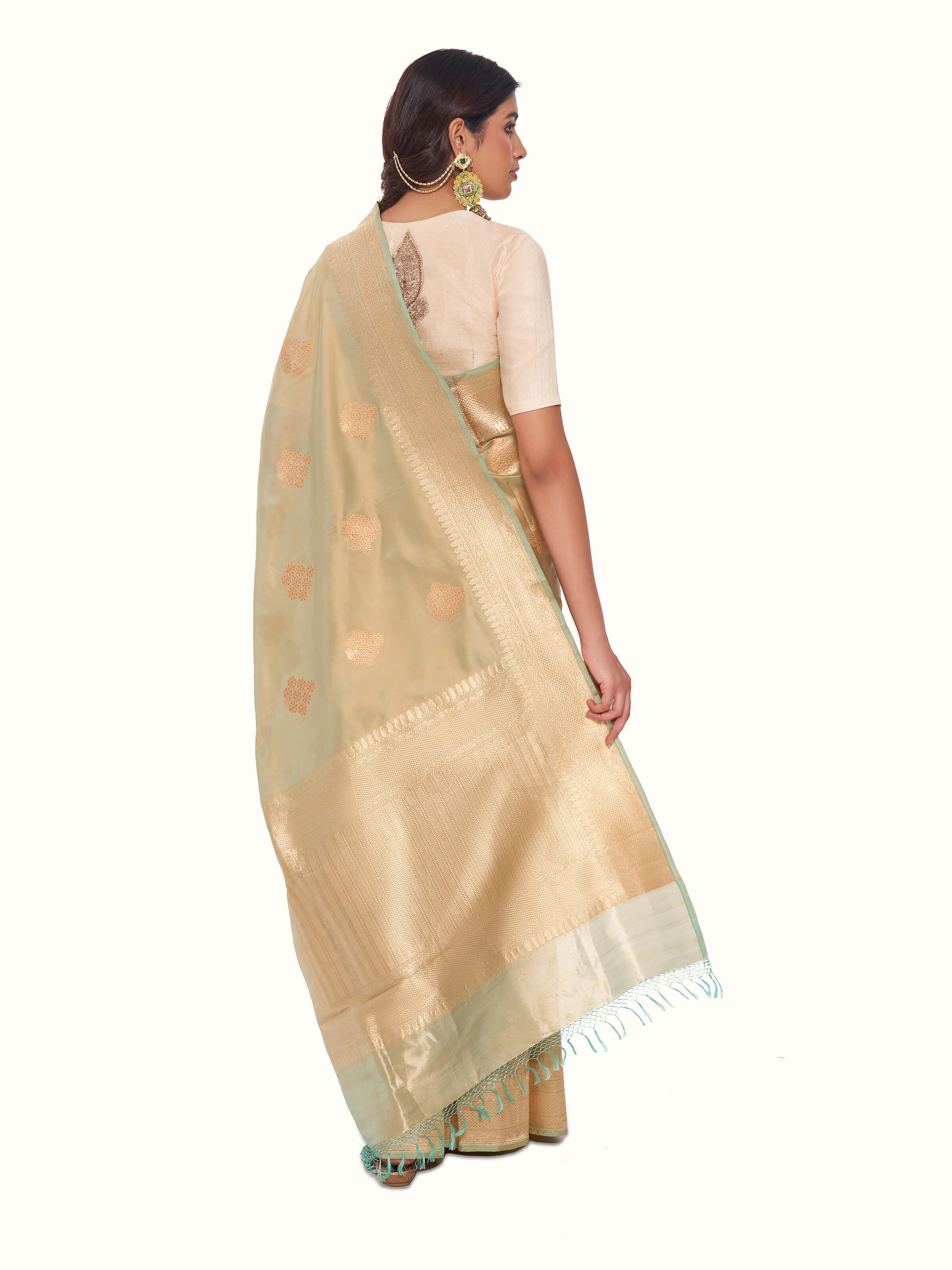 Light Yellow Mulberry Katan Silk Banarasi Saree