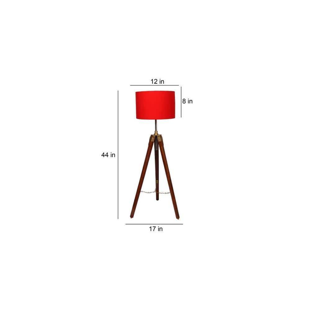 April Red Cotton Floor Lamp with Metal