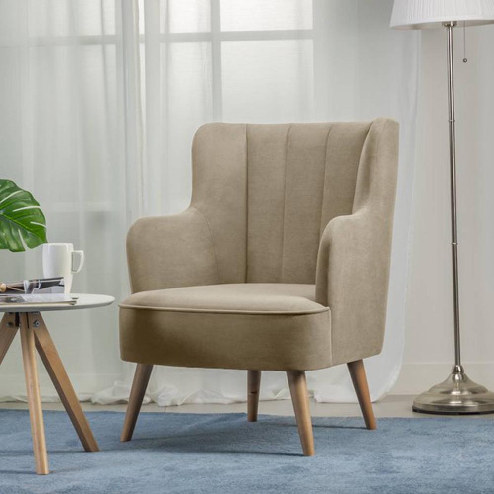 Lerrot Accent chair Velvet in Beige Color