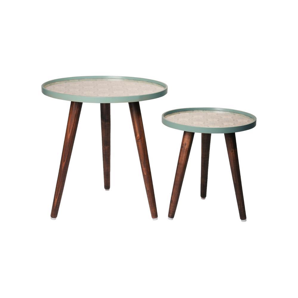 Vriksha Round Nesting Tables with Wooden Legs, Side Tables, Wooden Tables, Living Room Decor by A Tiny Mistake
