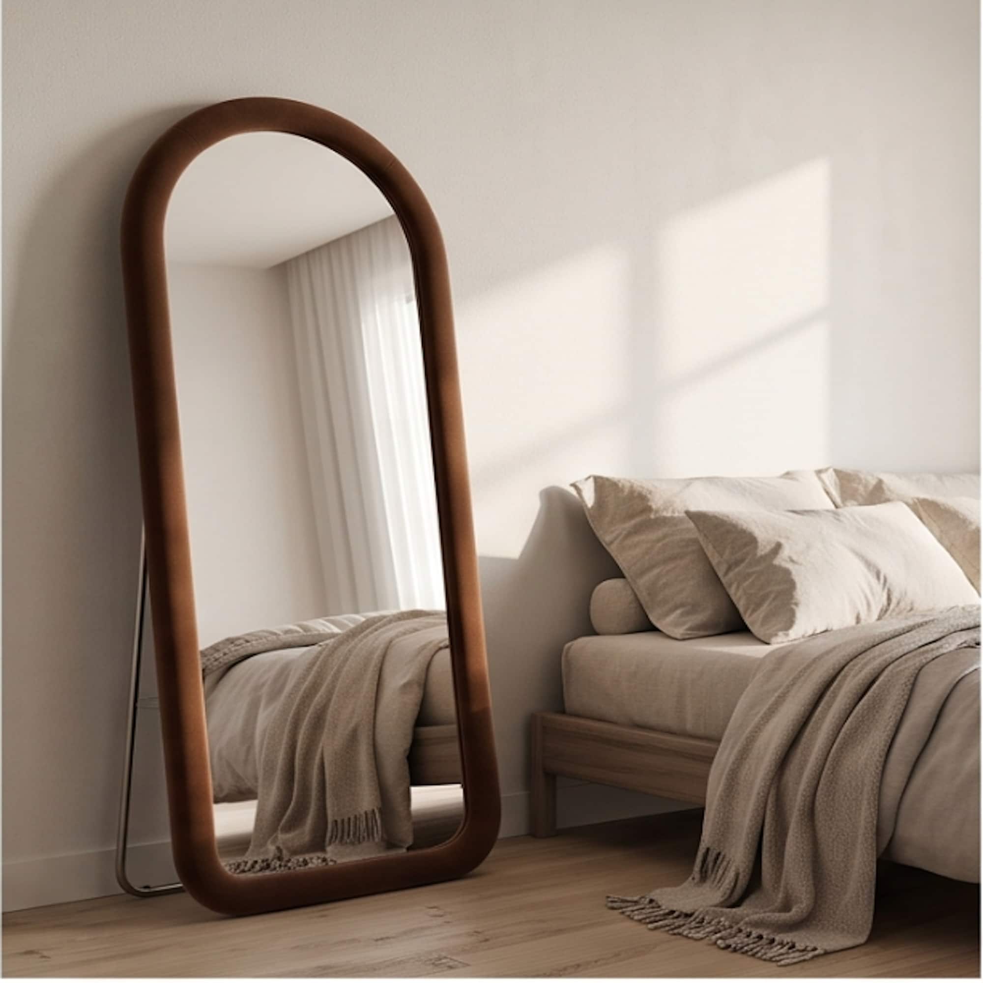 The Artment Unbreakable Brown Arch Puff Floor Mirror (160 x 60) cm
