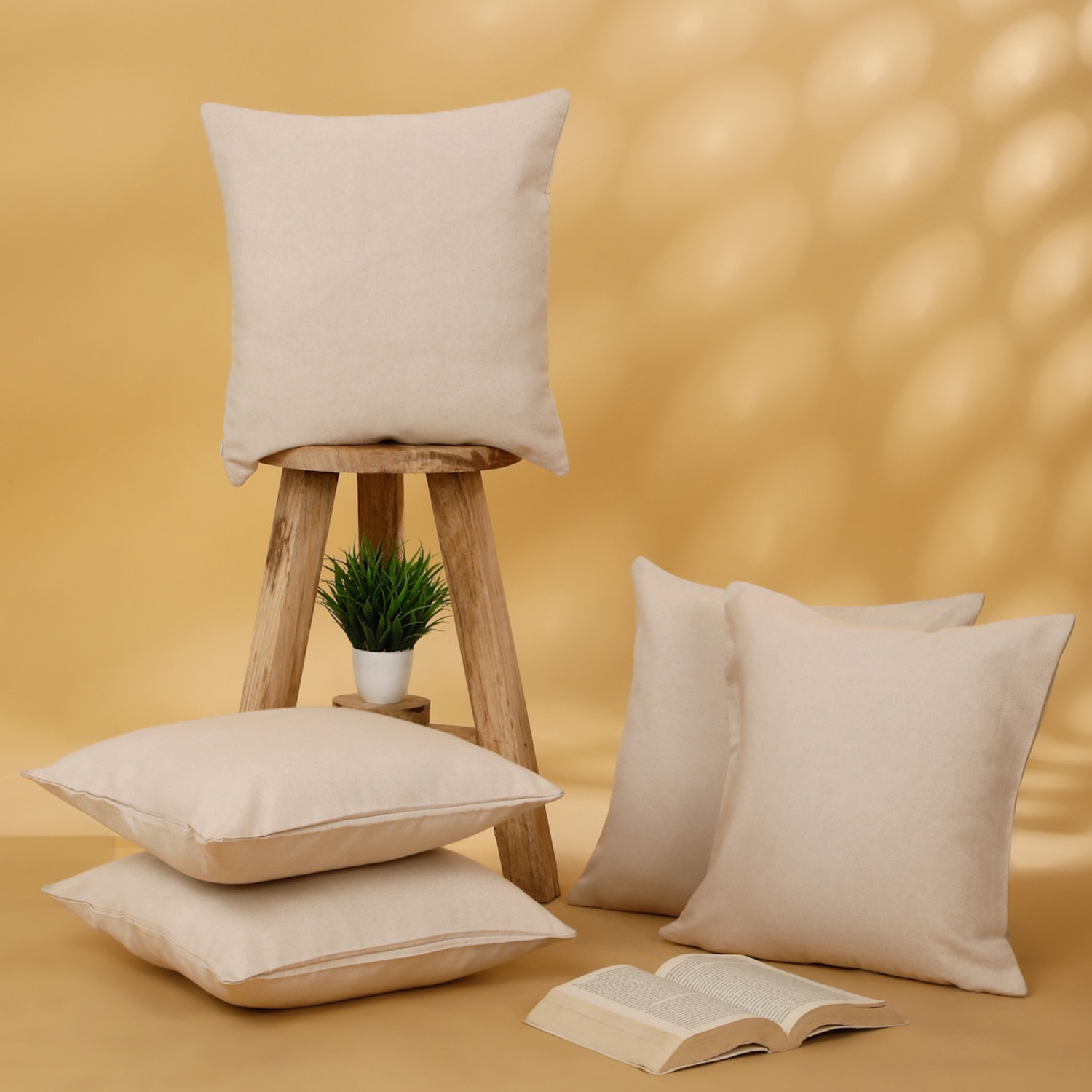 Set Of 5 Solid Square Cushion Covers