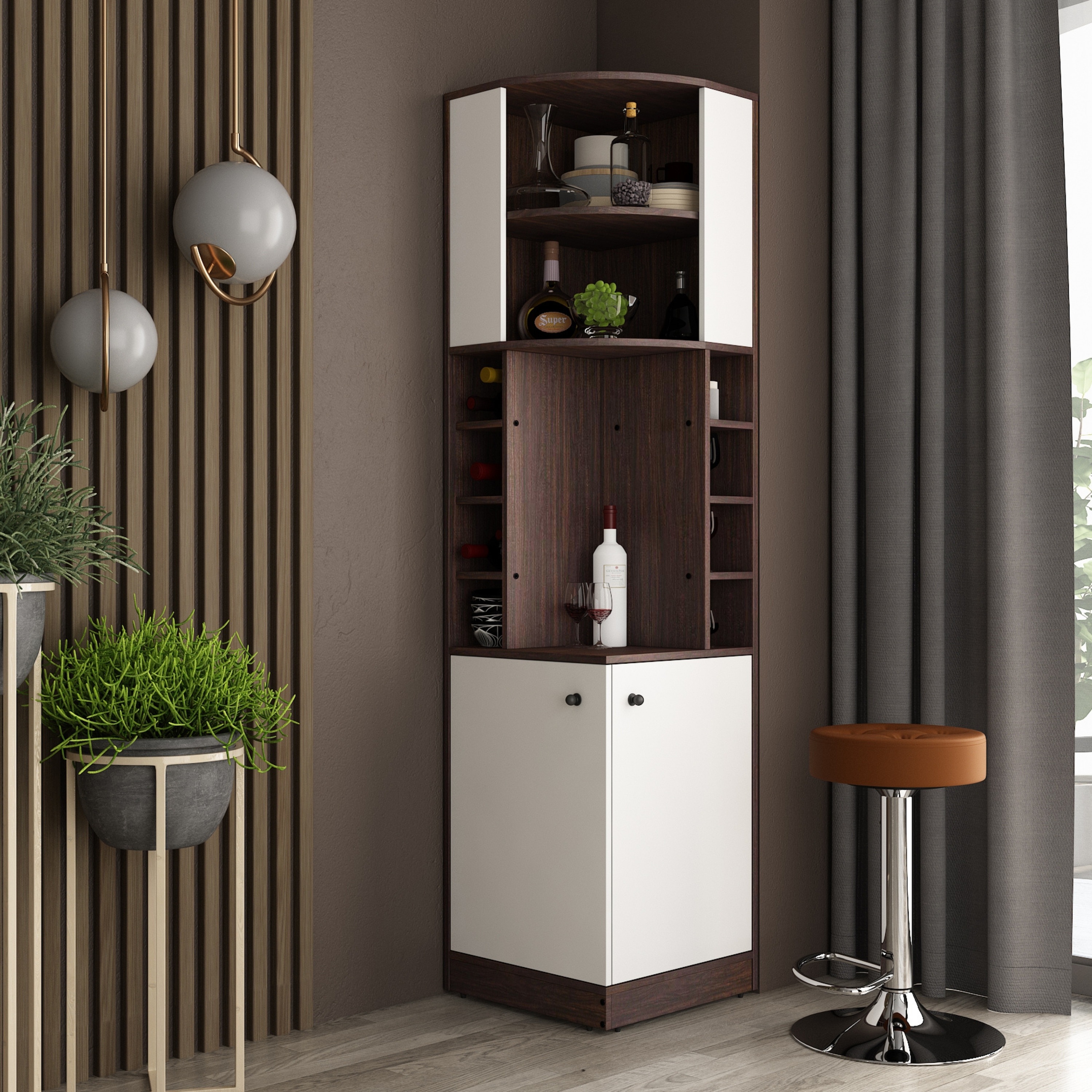 Bravo Bar Cabinet in Choco Walnut Finish