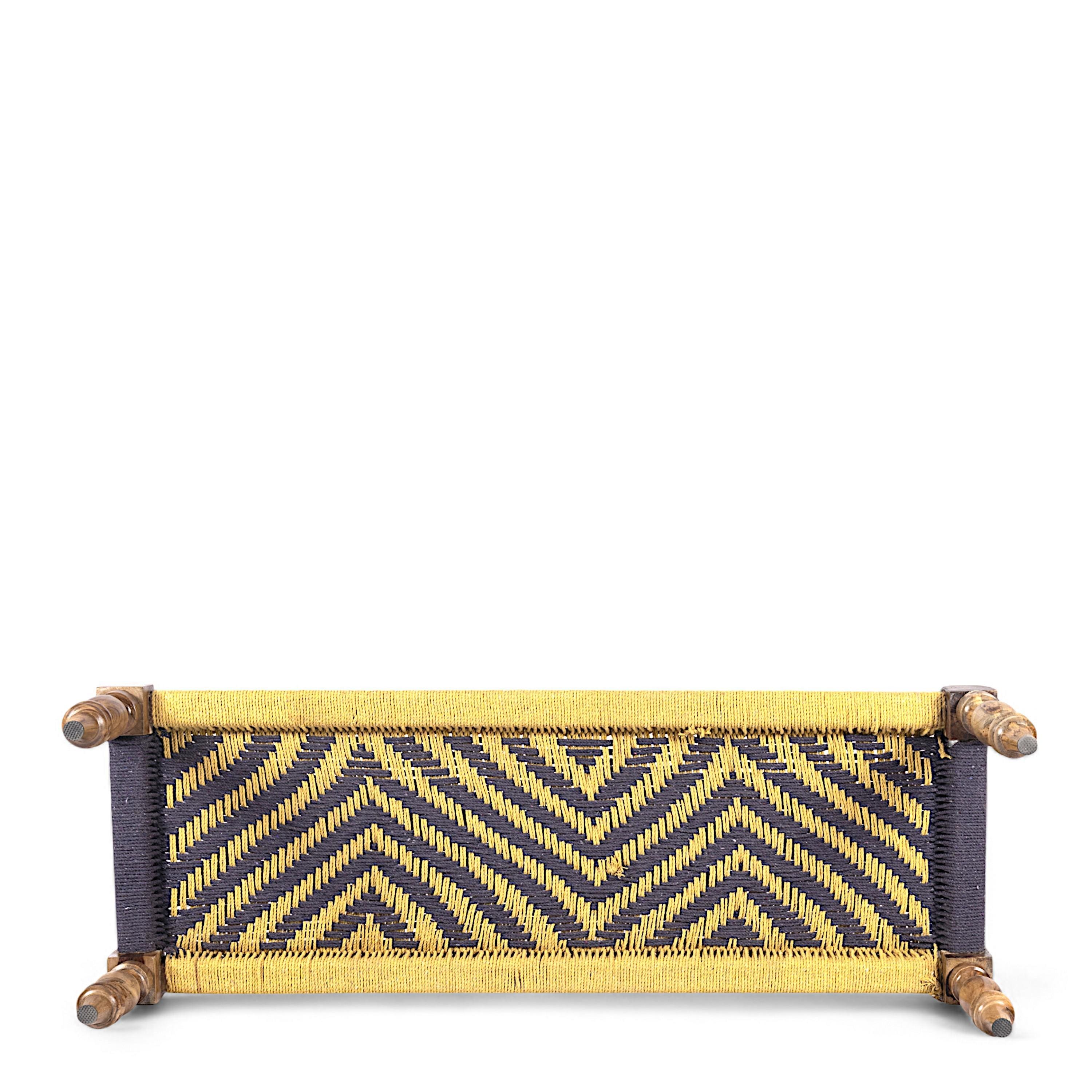 Hamilton Solid Wood Maachi Bench In Purple & Yellow Canning