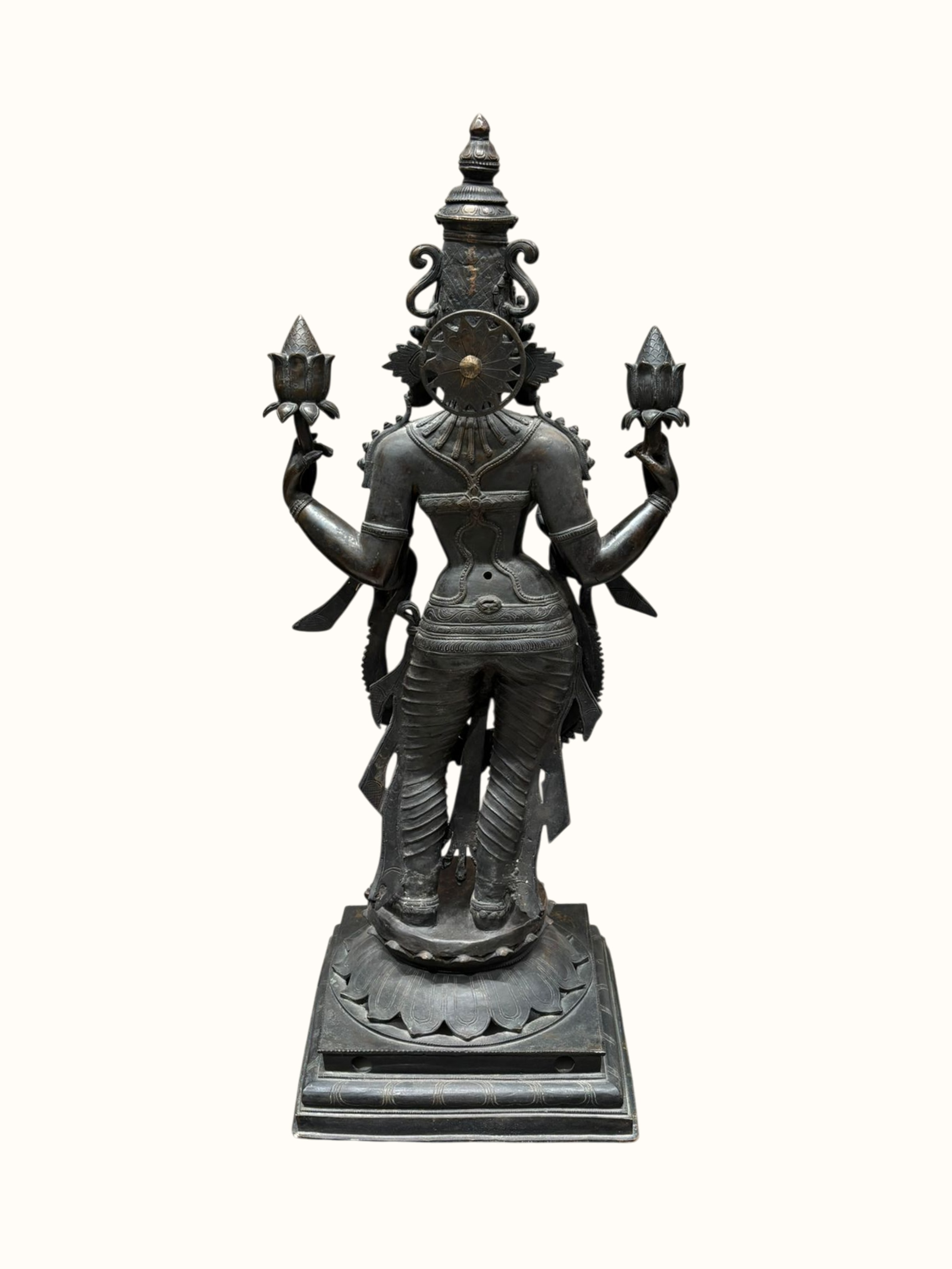 Back view of Antique Bronze Lakshmi Idol