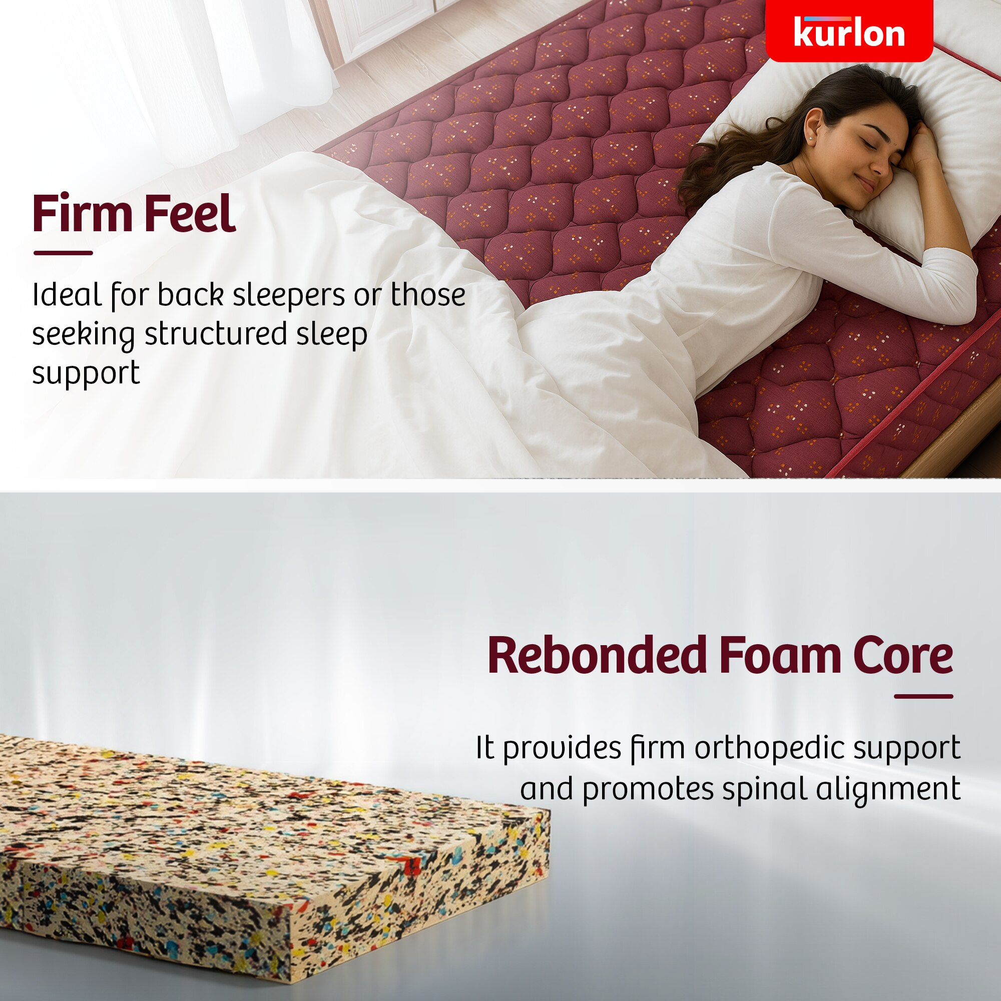 KURLON Teensy Ortho 4 inch Single EPE Foam Mattress (L x W: 78 inch x 36 inch)