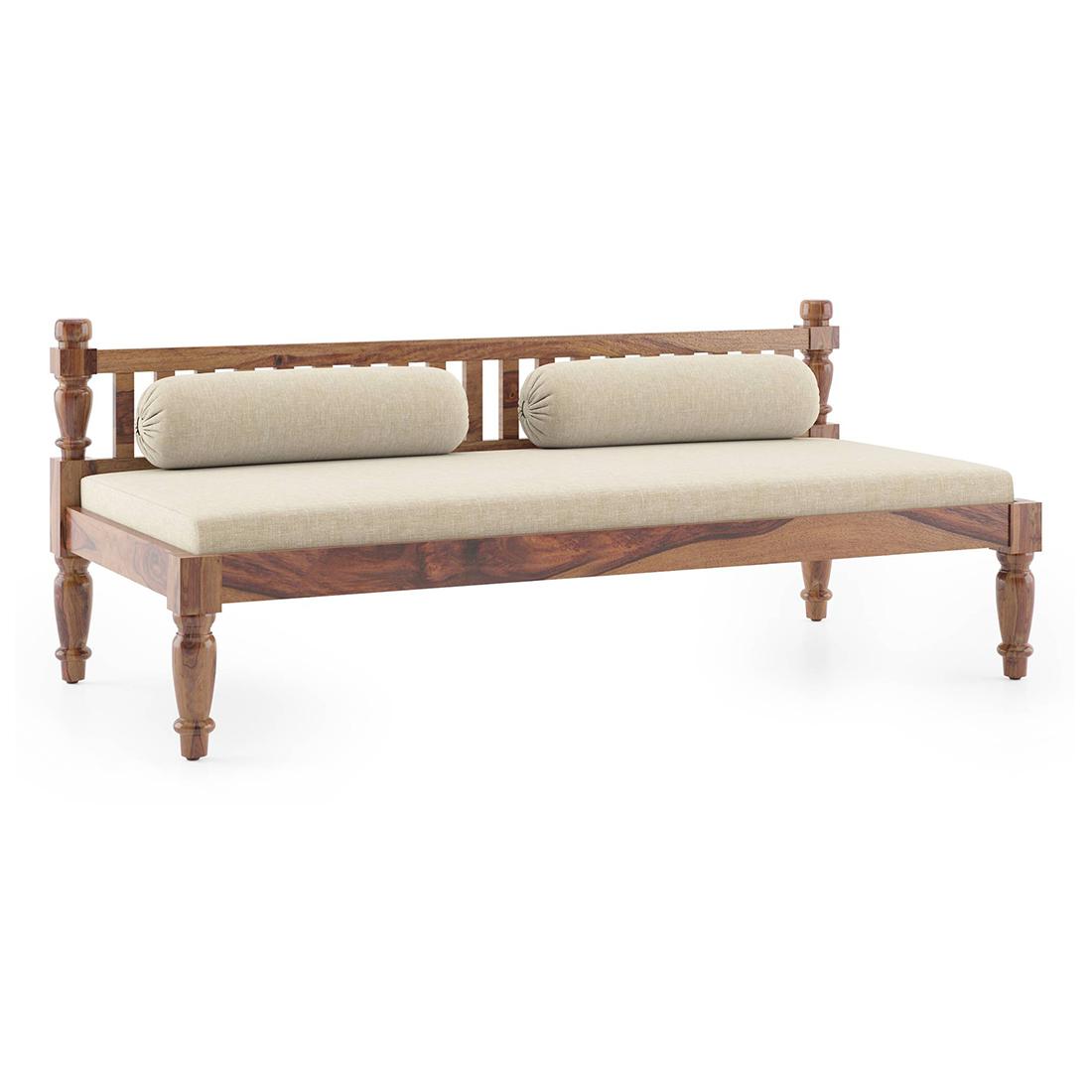 Emma Diwan in Teak Finish with Macadamia Brown Fabric Colour