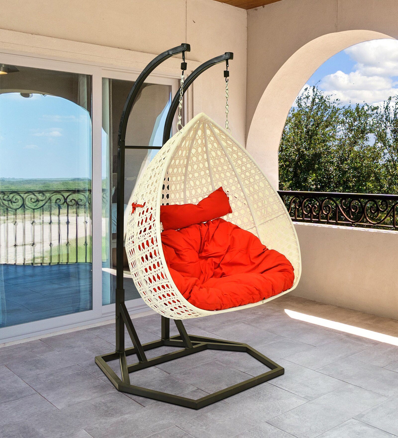 Zermatt Wicker Swing In White