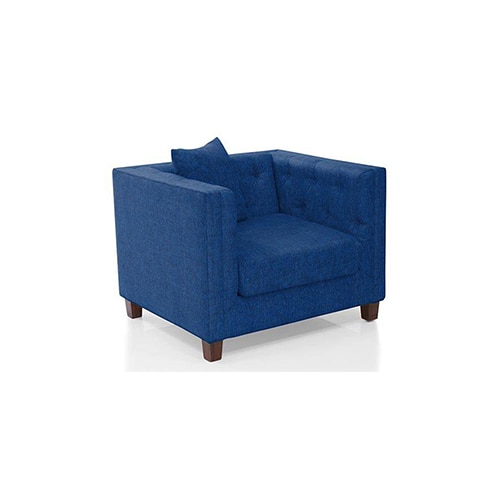 Windsor Premium 1 Seater Fabric Sofa in Cobalt Colour - Urban Ladder