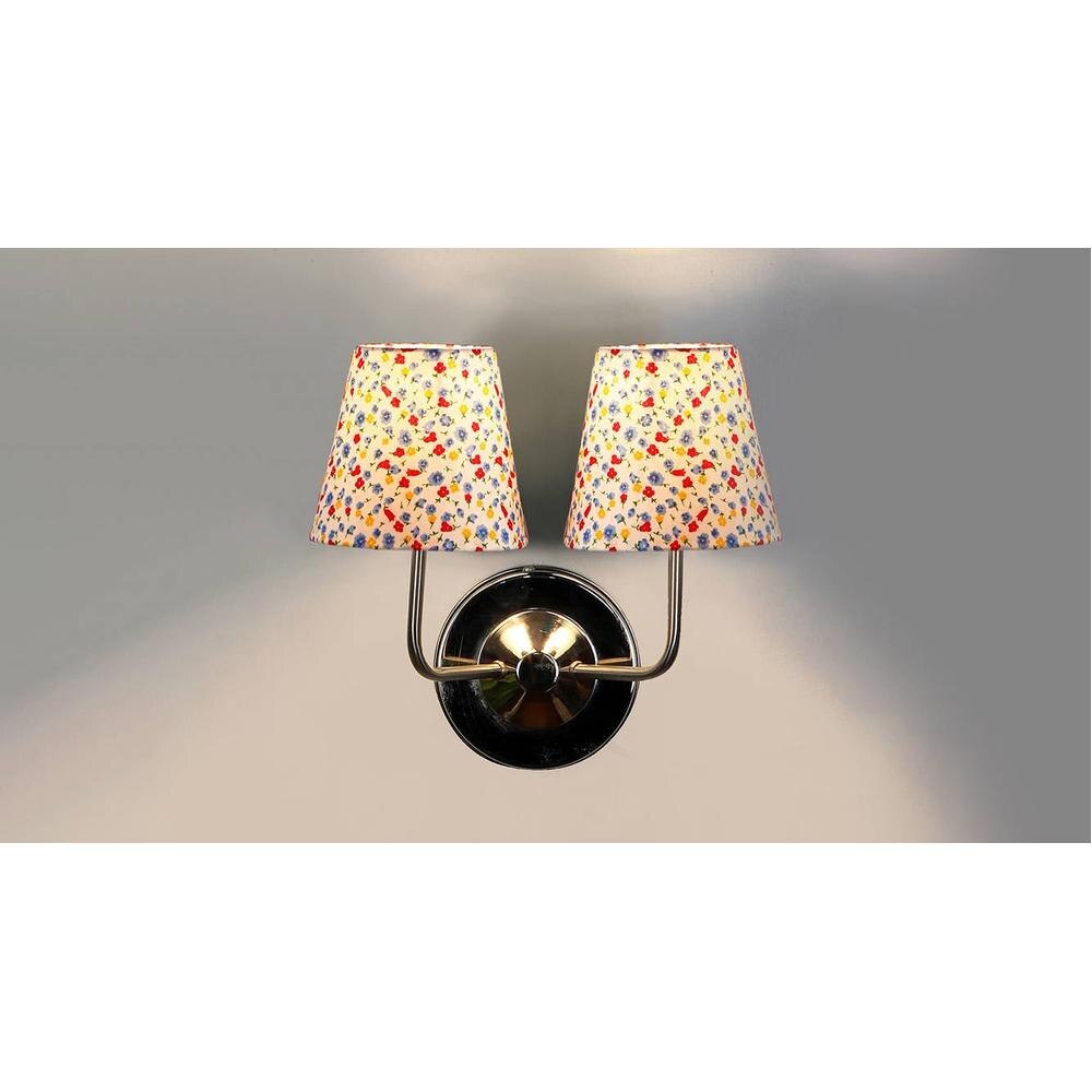 Cleo Dual Off White Cotton Wall Mounted Lamp with Steel Base