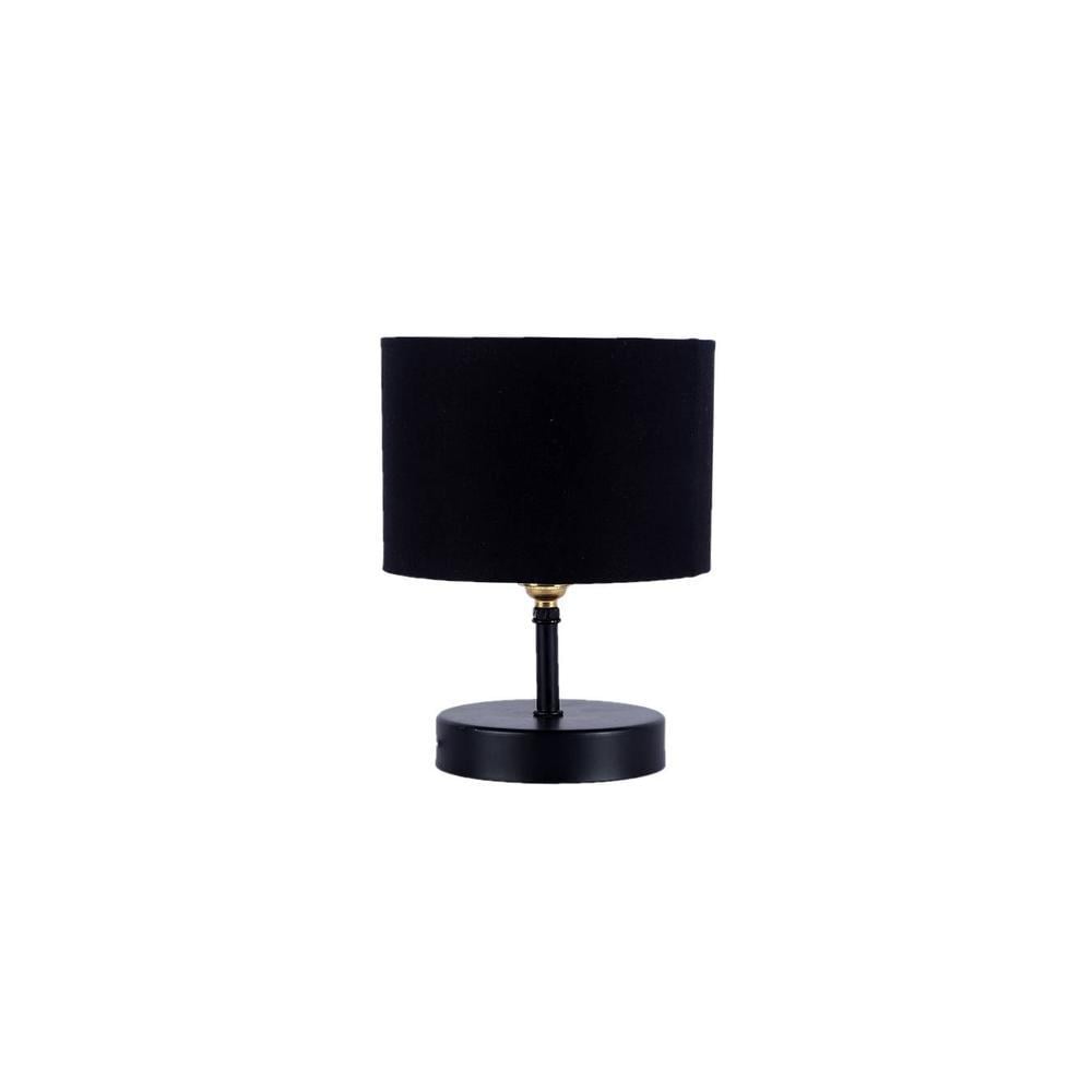 Vendela Black Fabric Shade Table Lamp with Black Iron Base