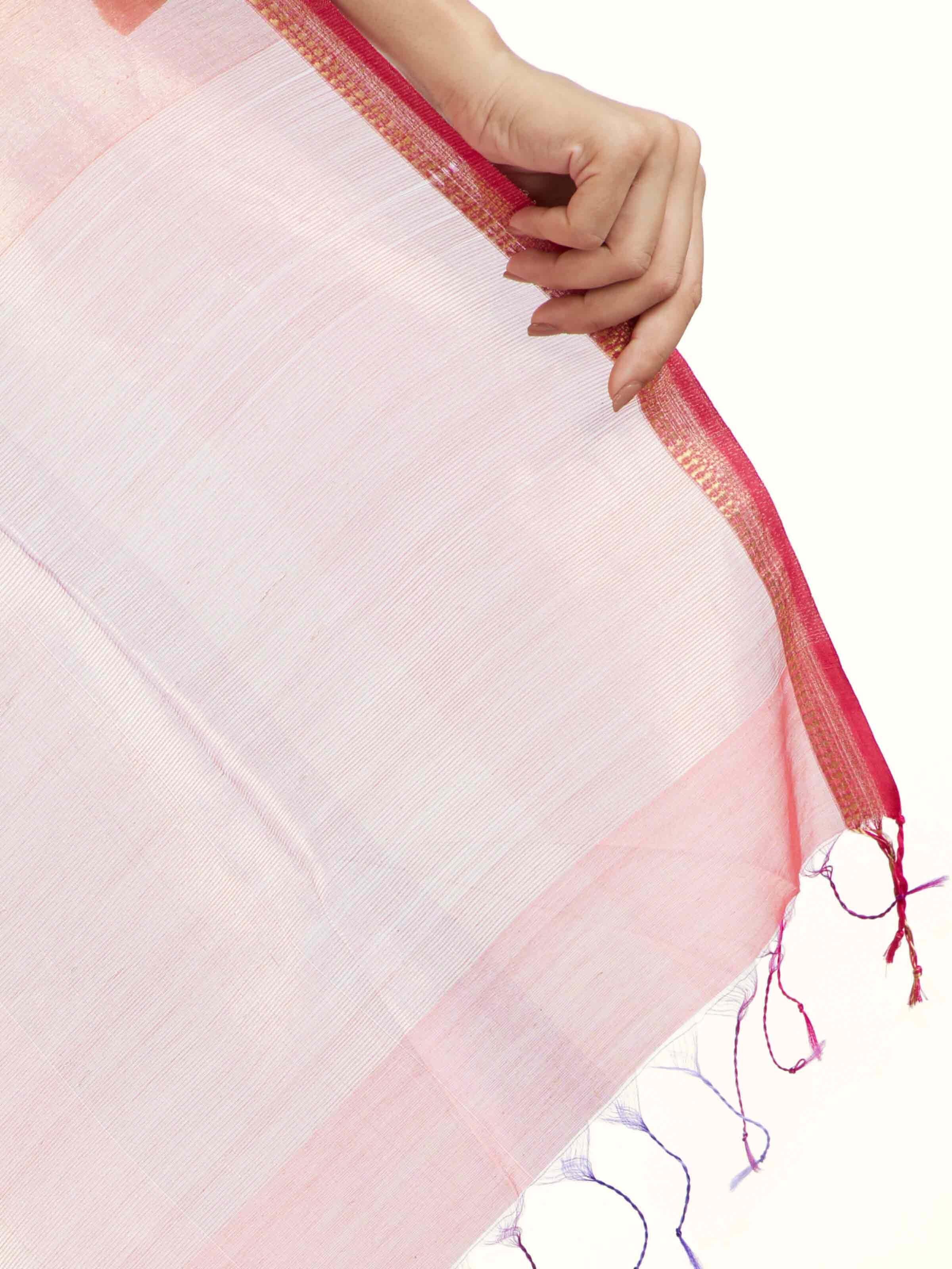 Pink Cotton Silk Maheshwari Handloom Dupatta