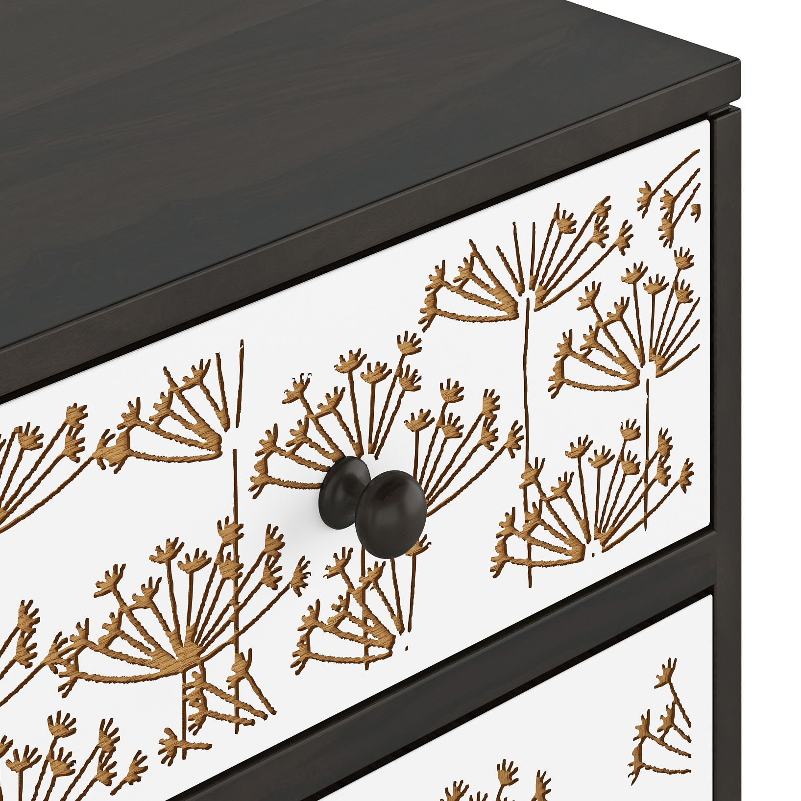 Fleur Solid Wood Sideboard in White & American Walnut finish