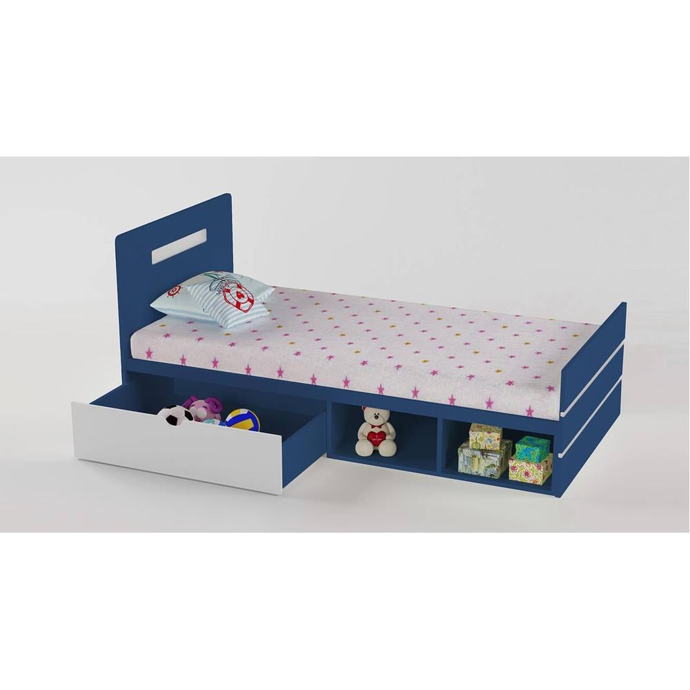 Groovy Love Engineered Wood Drawer Storage Bed in Electric Blue Colour
