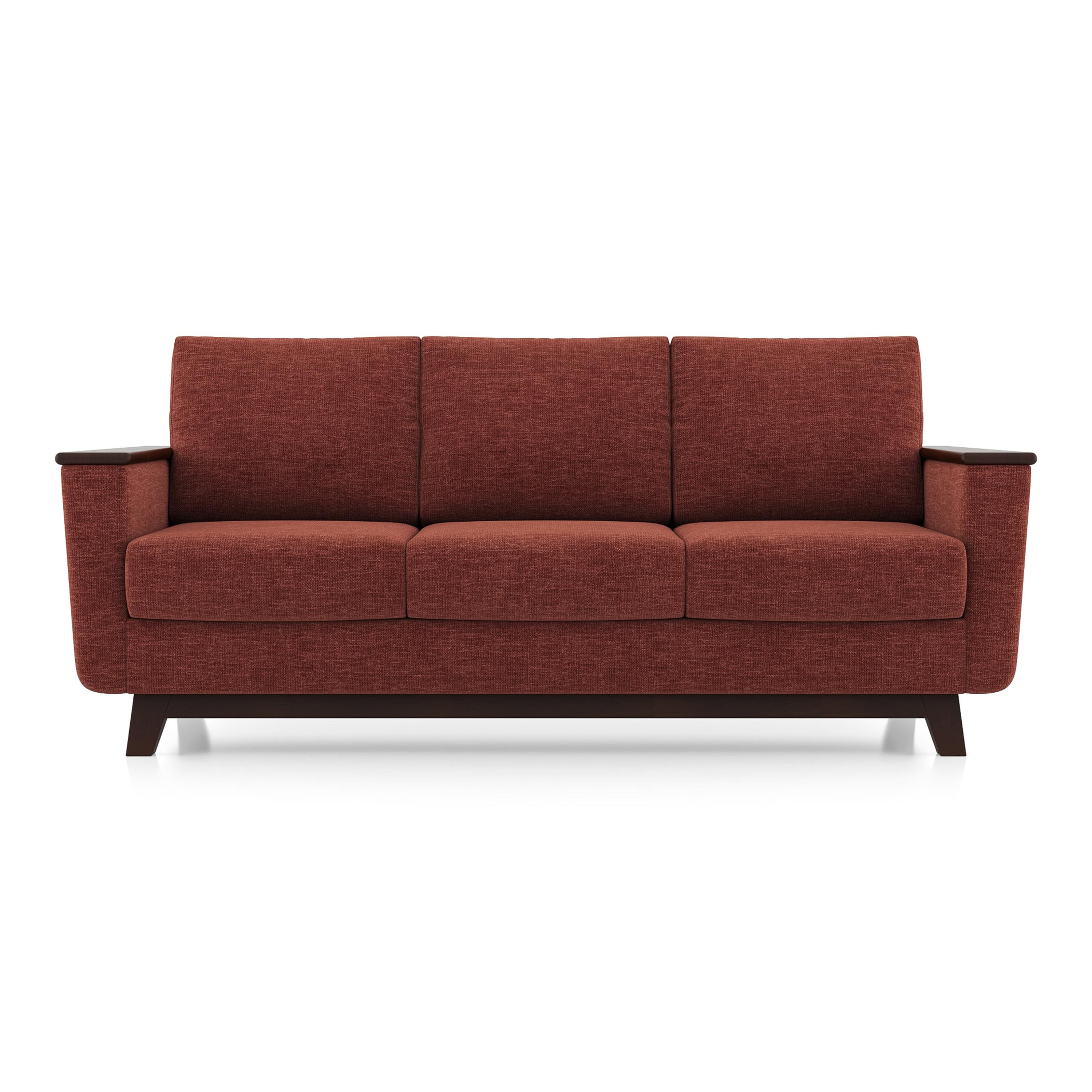 Corby Essential 3 Seater Fabric Sofa In Dark Coral