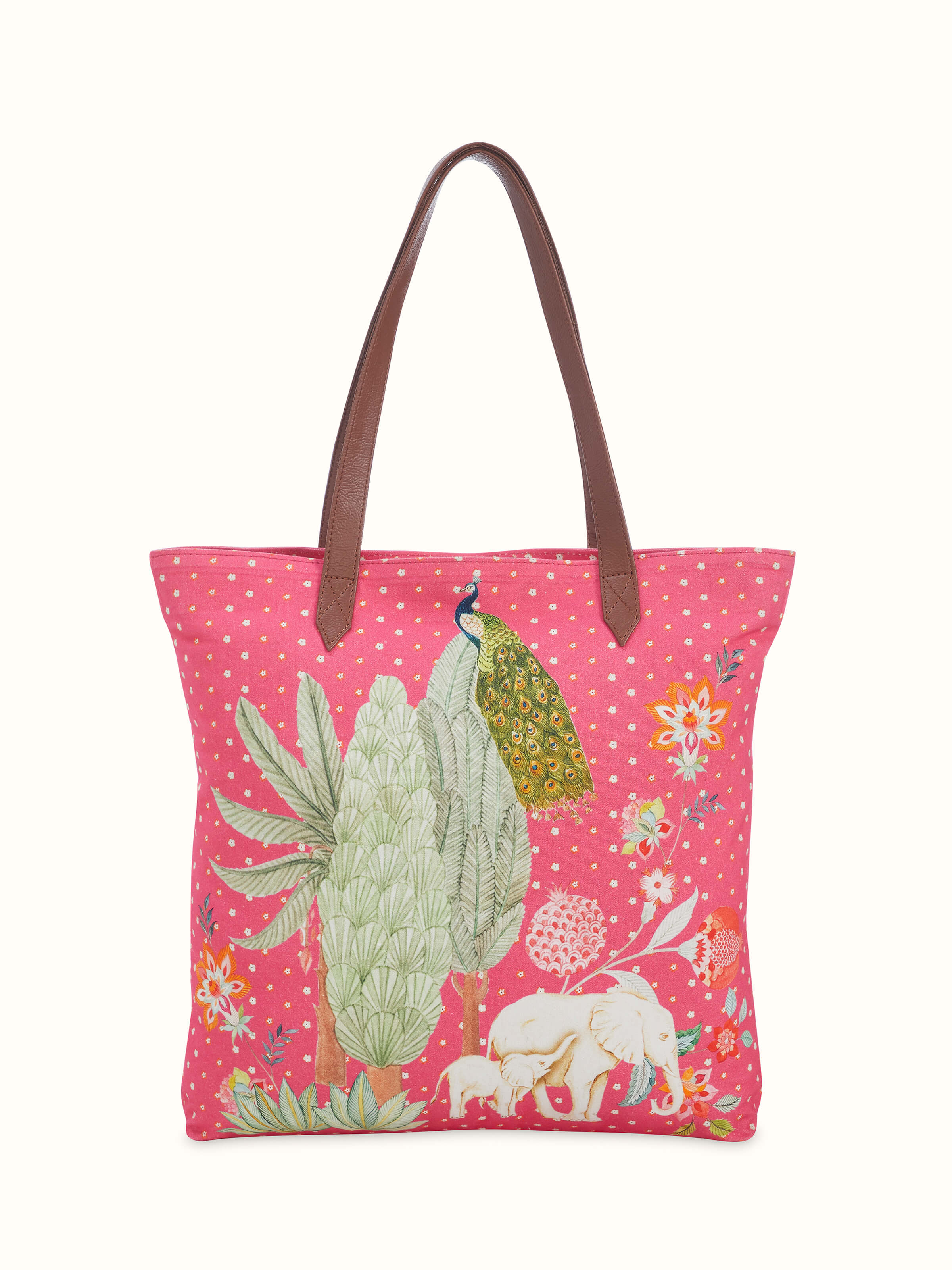 Back view of tote bag printed with design inspired by miniature artwork