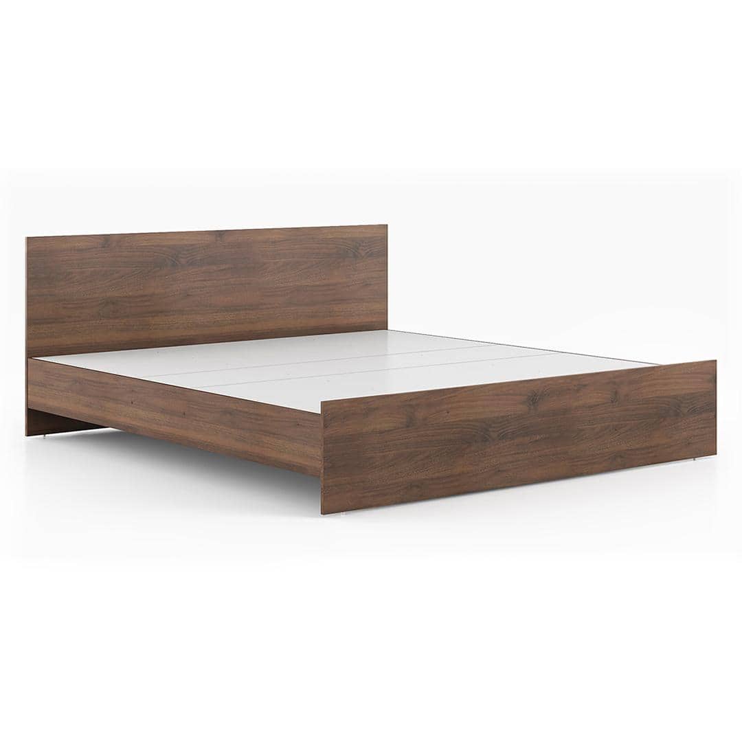 Zoey Engineered Wood King Size Bed In Classic Walnut Finish