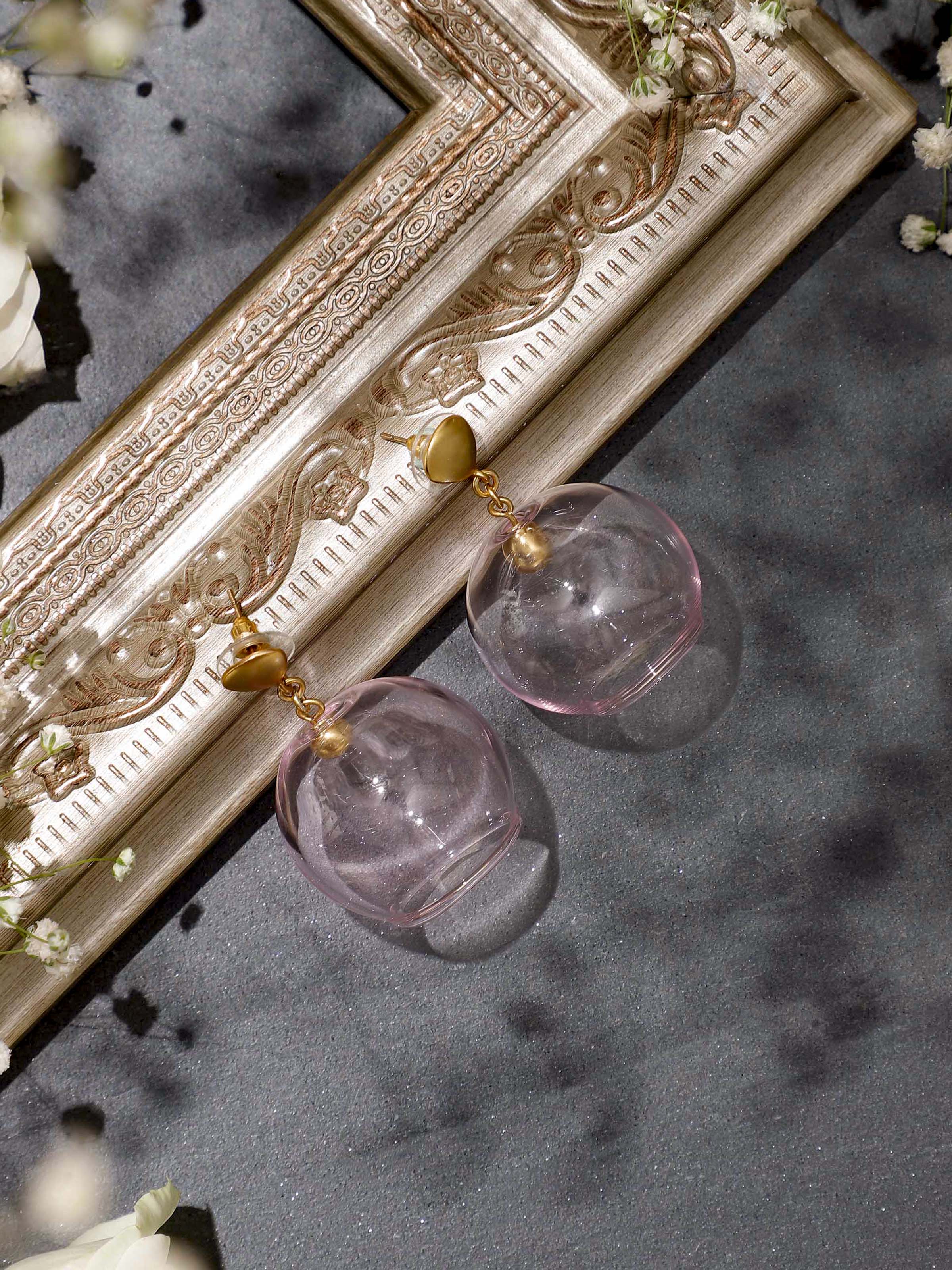 Silver Flame Glass Drop Earrings