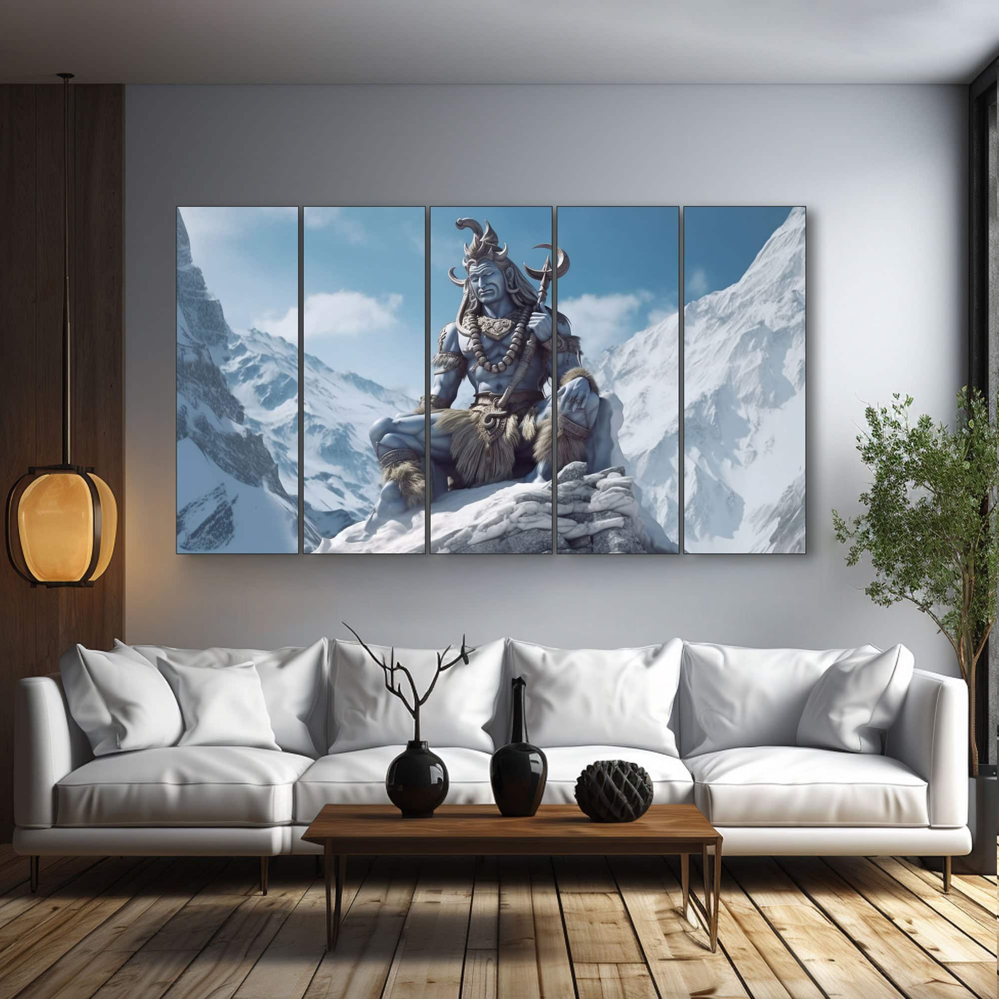 The Castle Decor Lord Shiva Wall Painting Wooden Framed 27x48 Inch (Style 9) - The Castle Decor