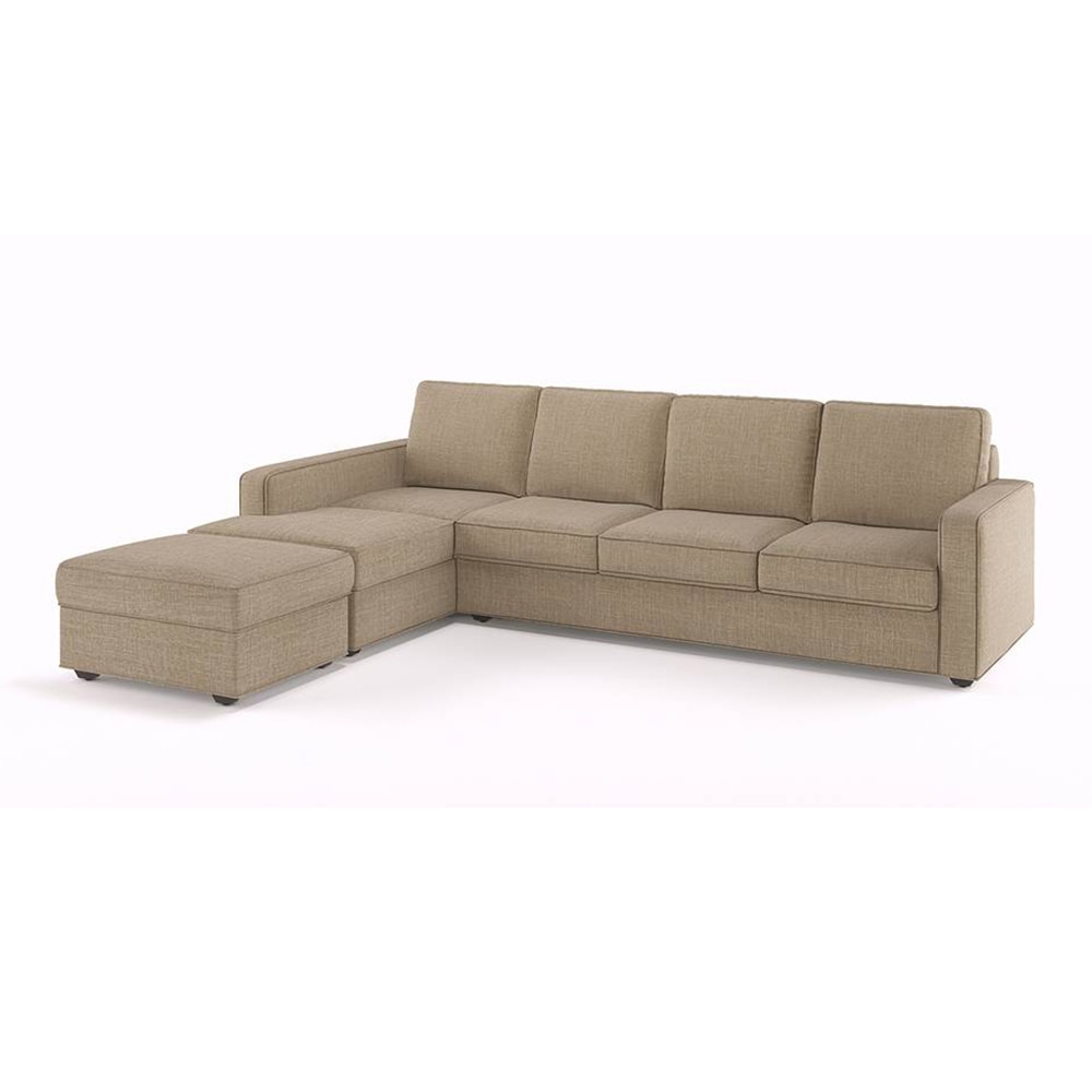 Apollo Sofa (Colour : Sandshell Beige, Cushion : Hard, Back Type : Regular, Seating Capacity : Left Aligned 3 Seater + Left Aligned Chaise)