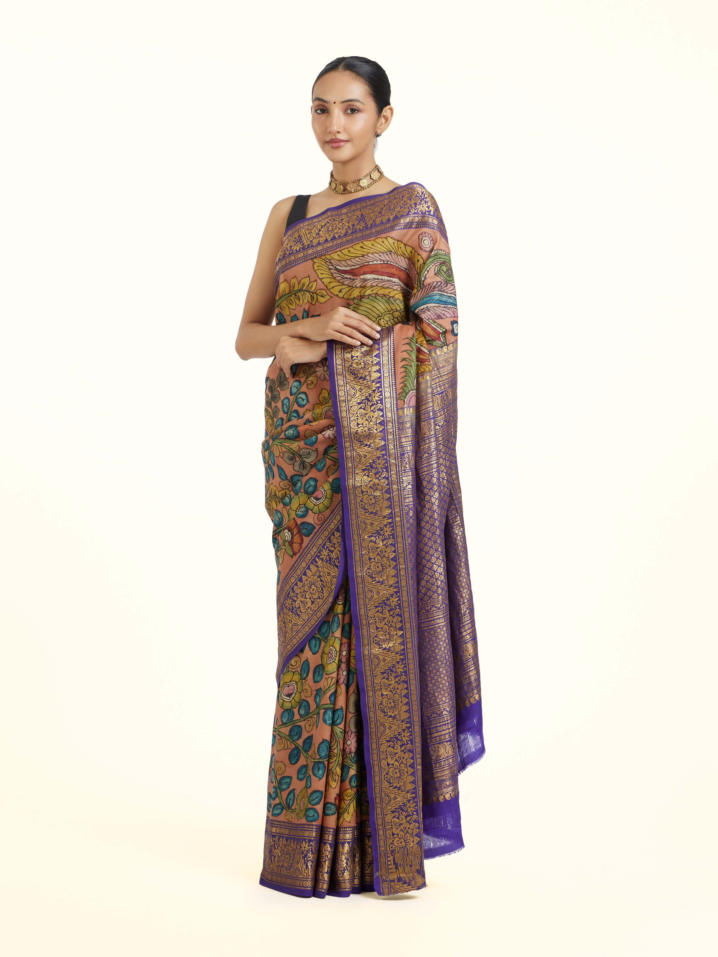 Kalamkari Kanchi Silk Saree