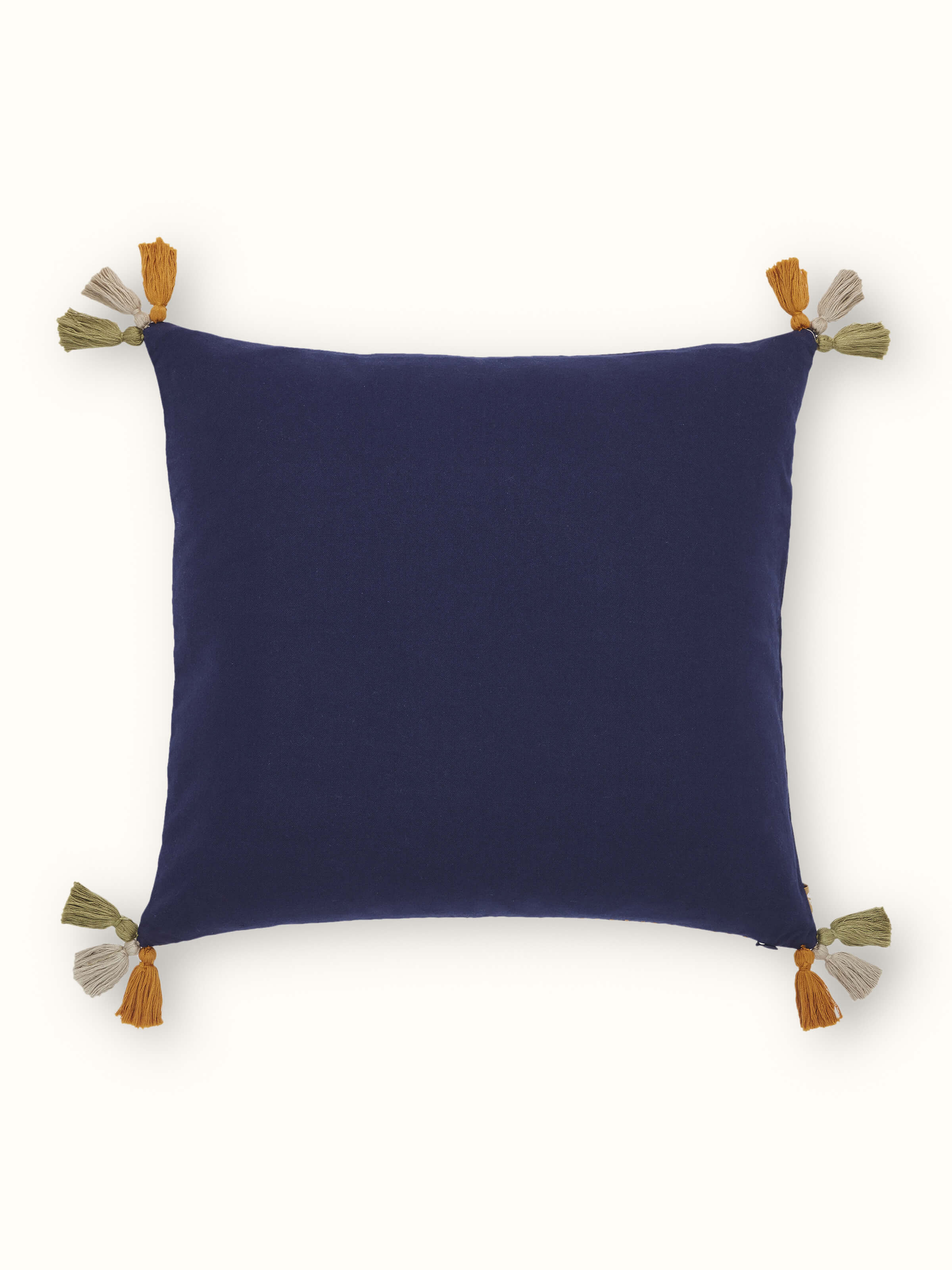 Neel Blue Stripe Cotton Suf Hand Embroidered Cushion Cover