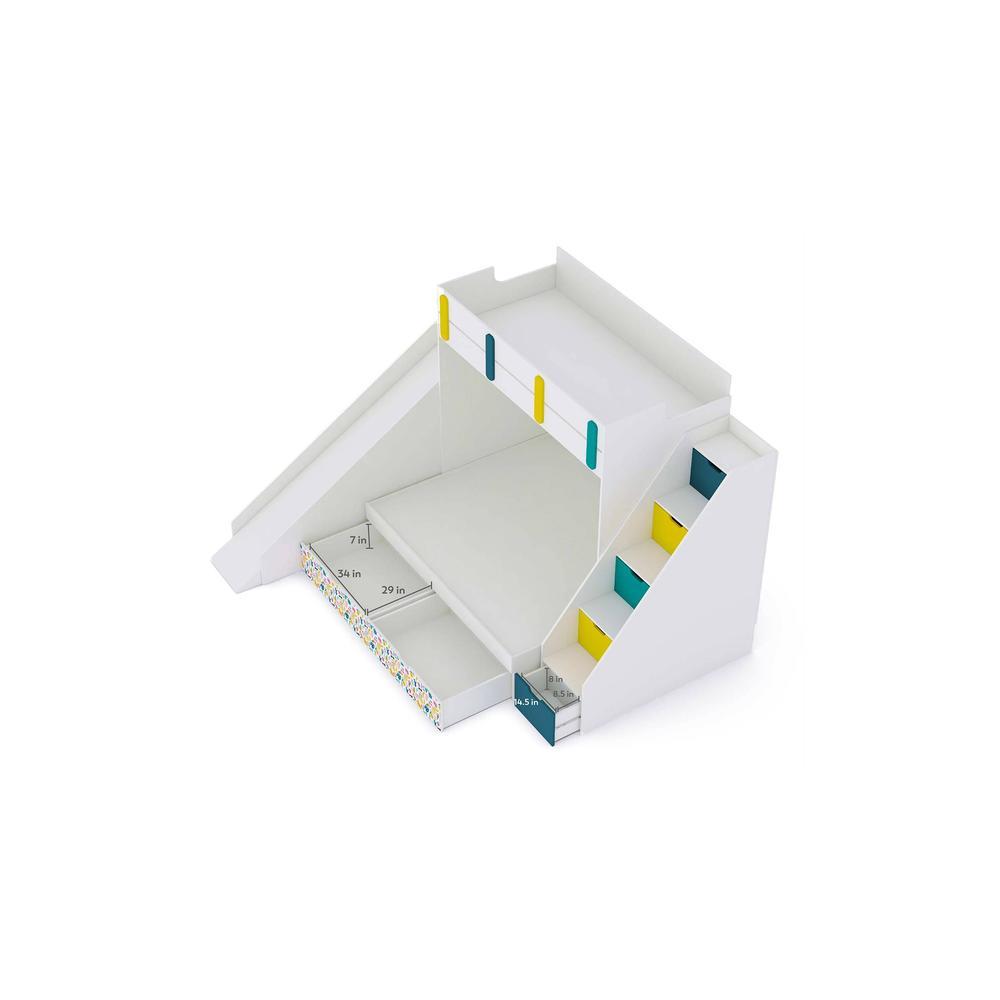 Sleep Nâ€™ Slide Bunk Bed with Slide and Storage in White Colour BKBB026