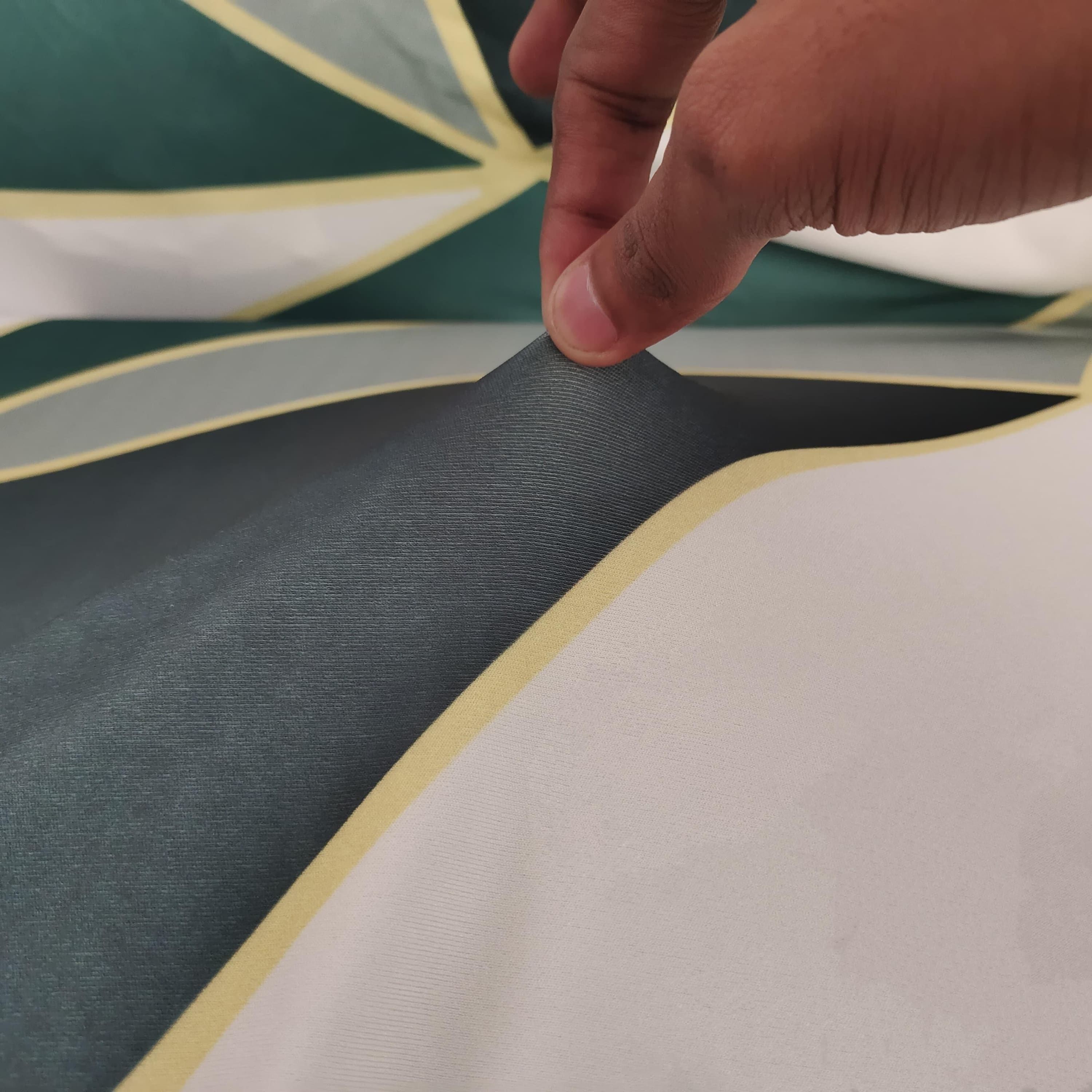 Left Aligned 3 Seater Left Aligned Chaise Green Triangles Sofa Cover