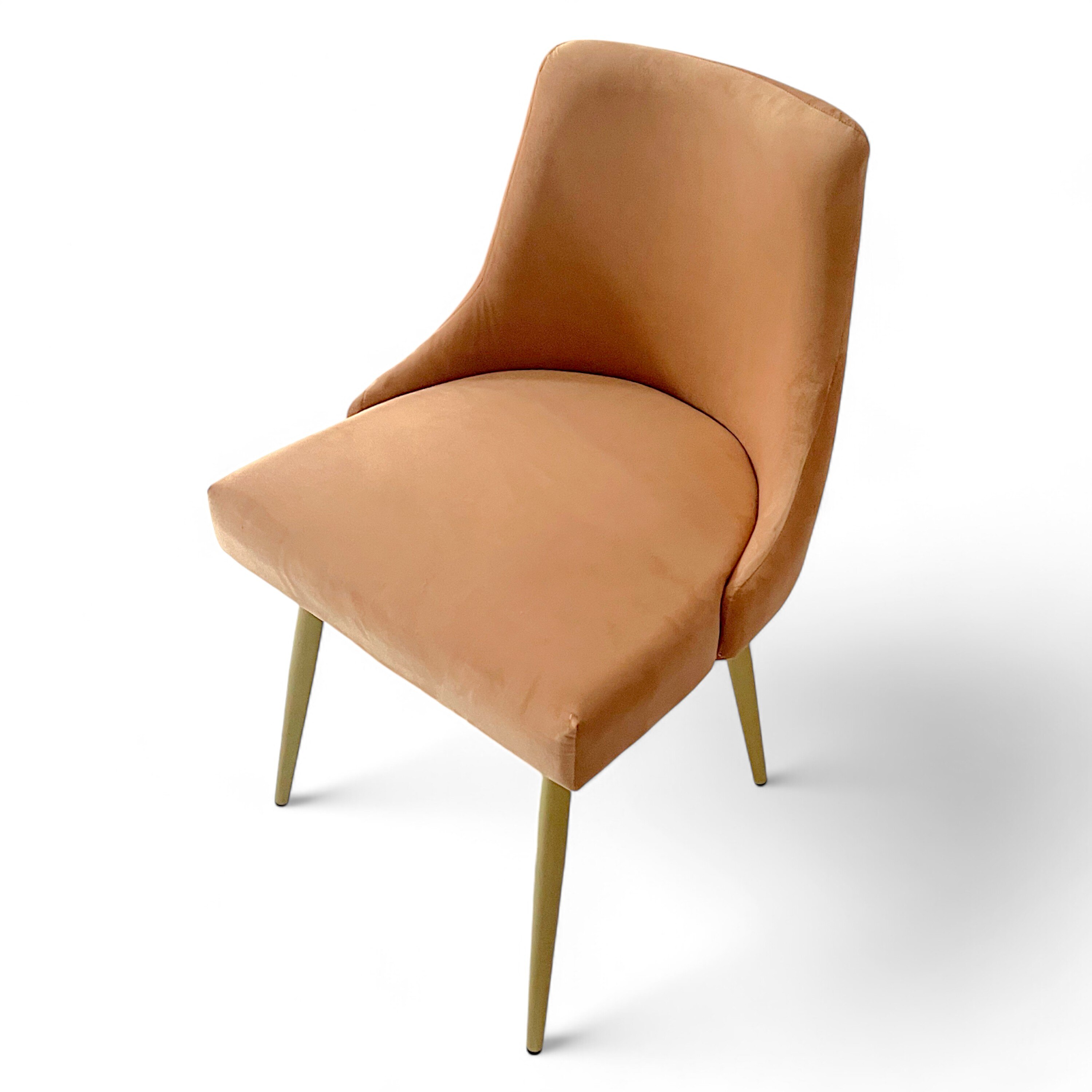 Rosslyn Sheesham Wood  Set of 2 Dining Chairs in Peach Velvet Upholstery