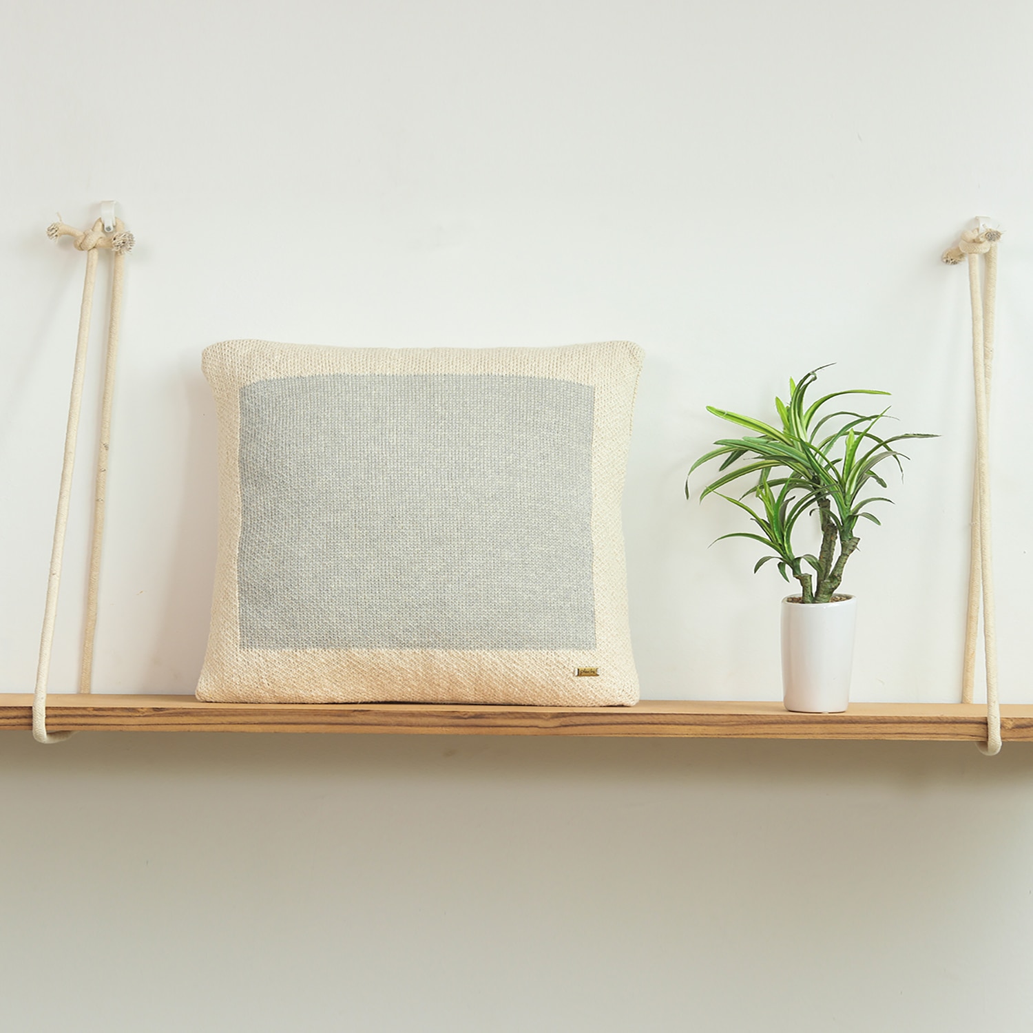 Poster Vanilla Grey Melange Cushion Cover  16X16 Inches - Pluchi