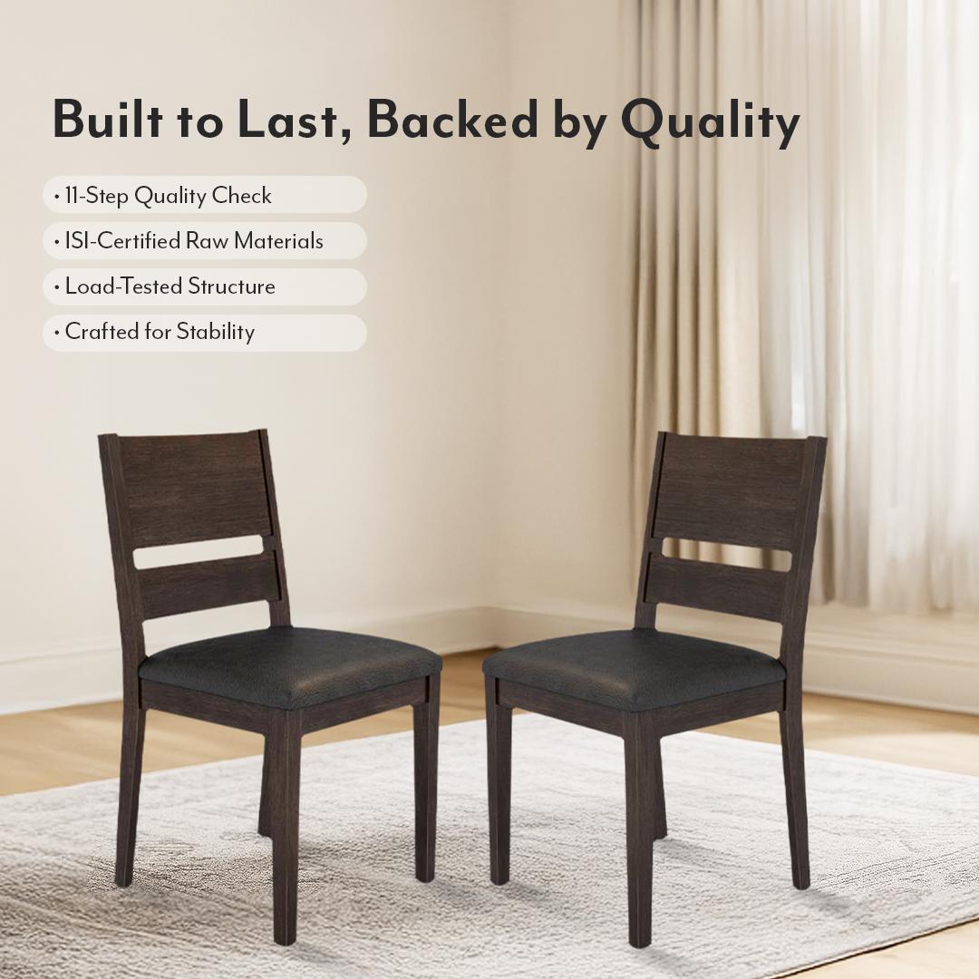 Cabalo Solid Wood Dining Chair Set Of 2 In Dark Walnut Finish