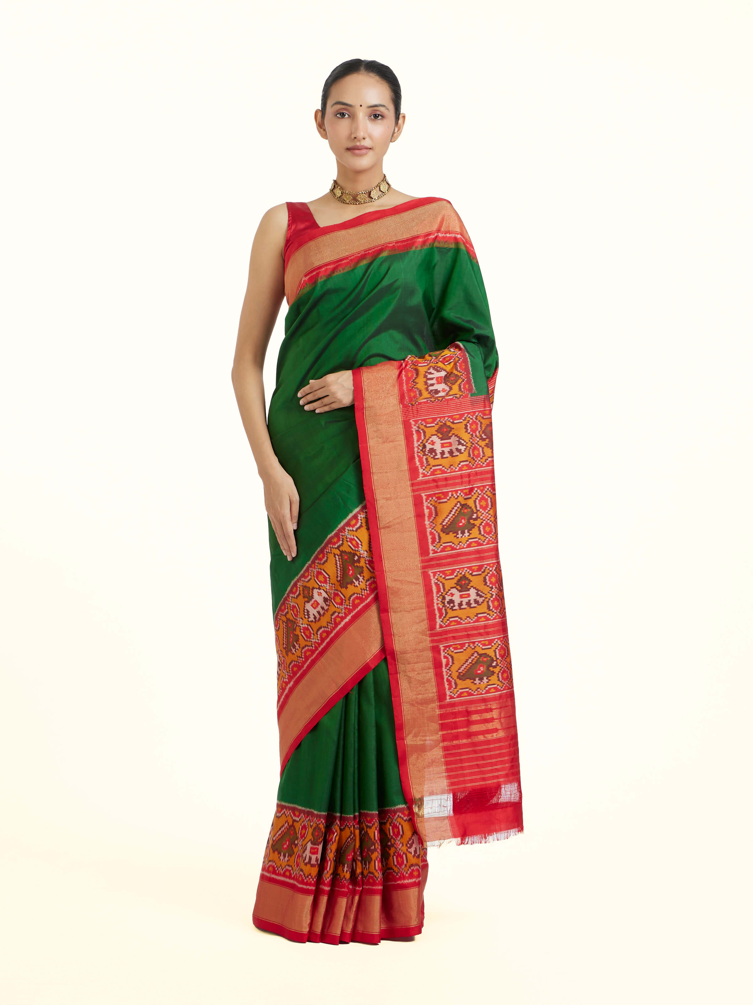 Green Pochampally Ikat Silk Saree