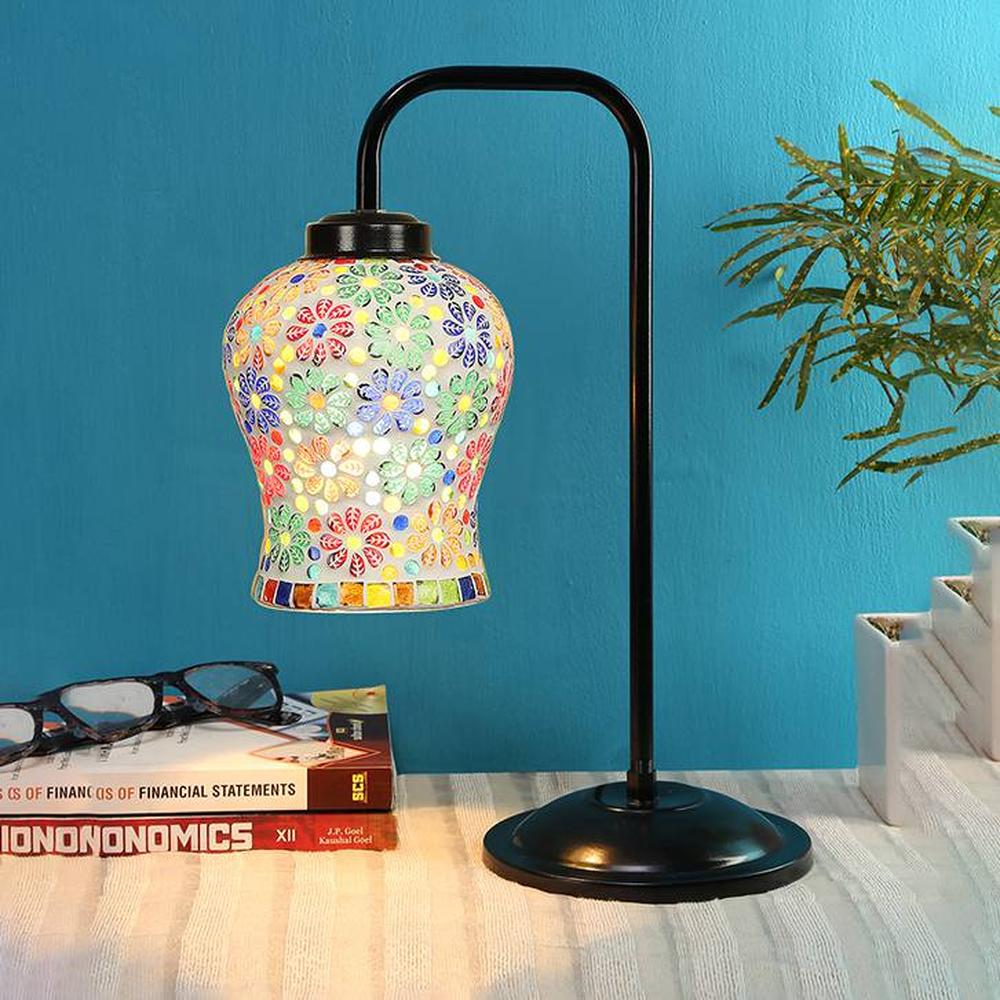 Elsie Multi color Mosaic Glass Iron Table Lamp