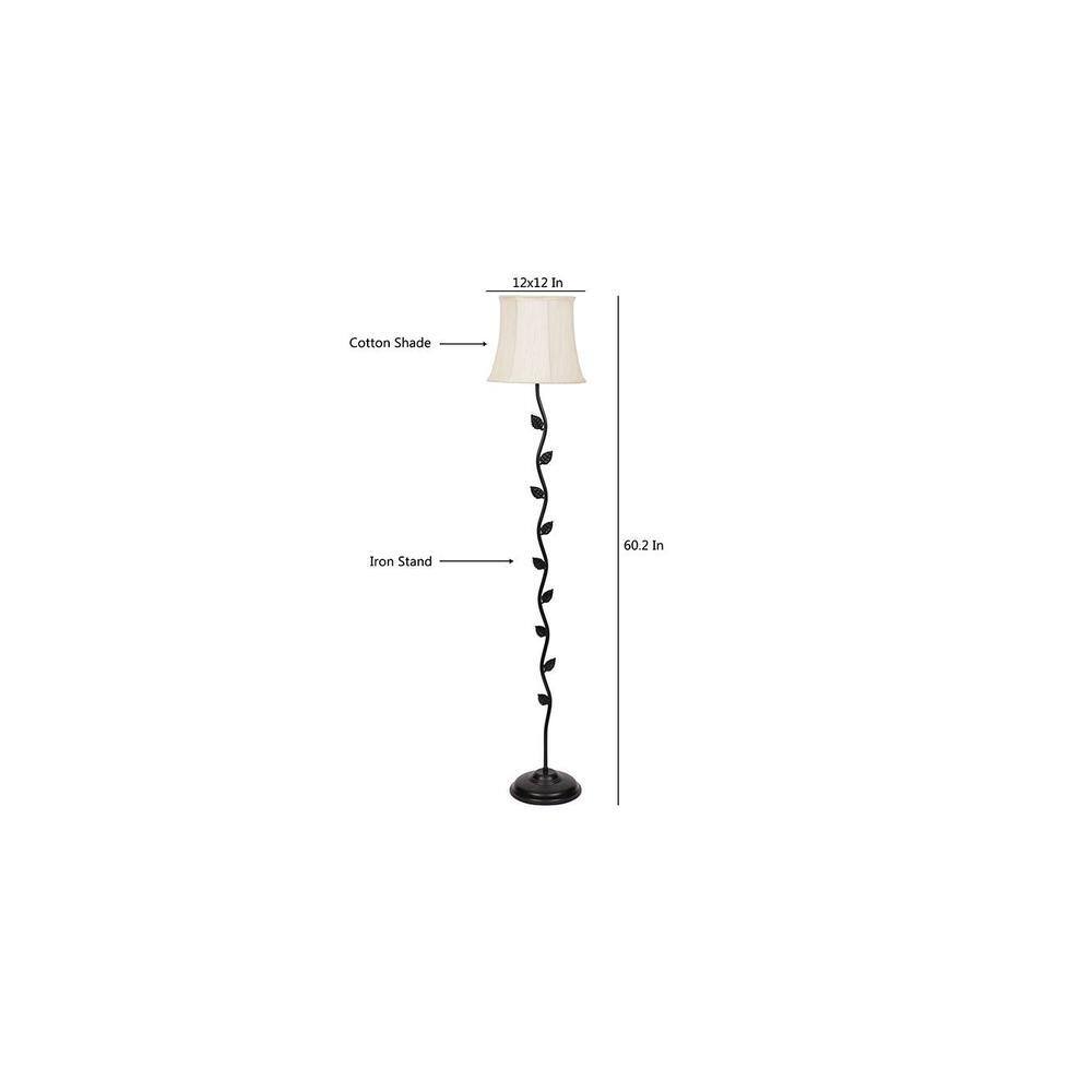 Ansley Black Cotton Shade Floor Lamp