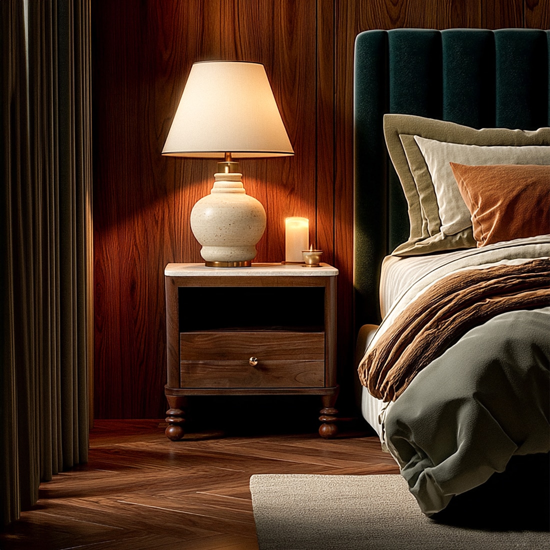 Ukti Bedside Table in Walnut Finish