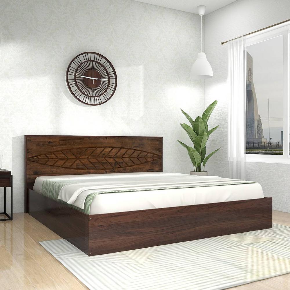 Themis Engineered Wood Queen  Size Bed With Box Storage (Walnut Finish) - Direct Factory to Home Private Limited (DF2H)