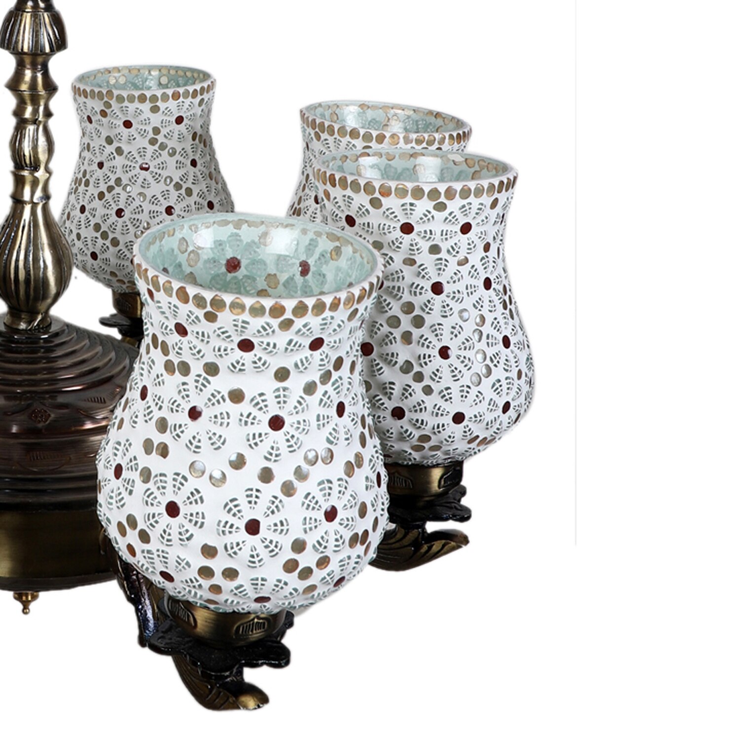 Devansh Gold Antique Wall Mounted Lamp With Off-White Cotton Shade